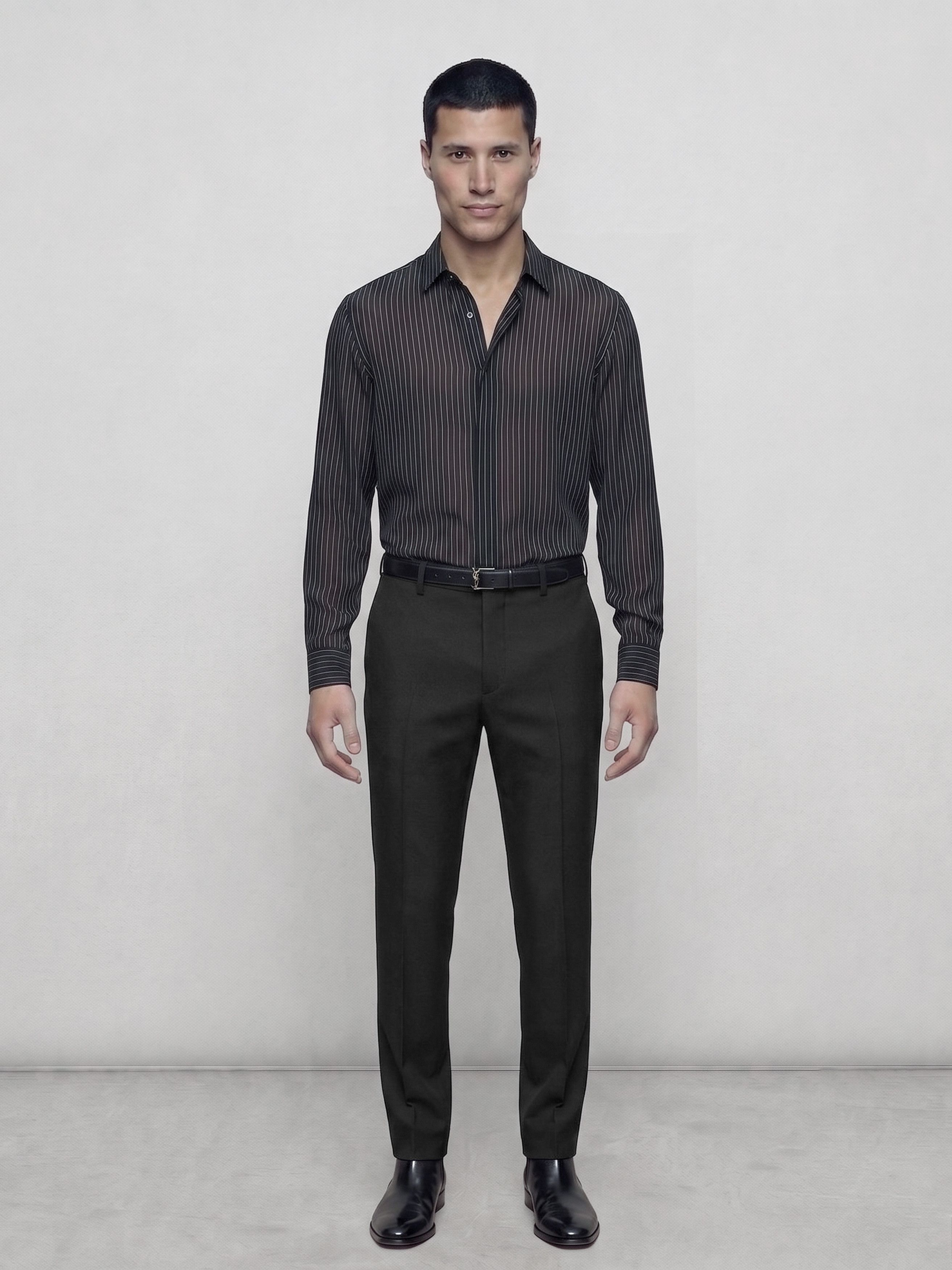 Hedi Slimane × Saint Laurent Paris Hedi Slimane Charcoal Wool Trousers Size US 34 / EU 50 - 12 Thumbnail