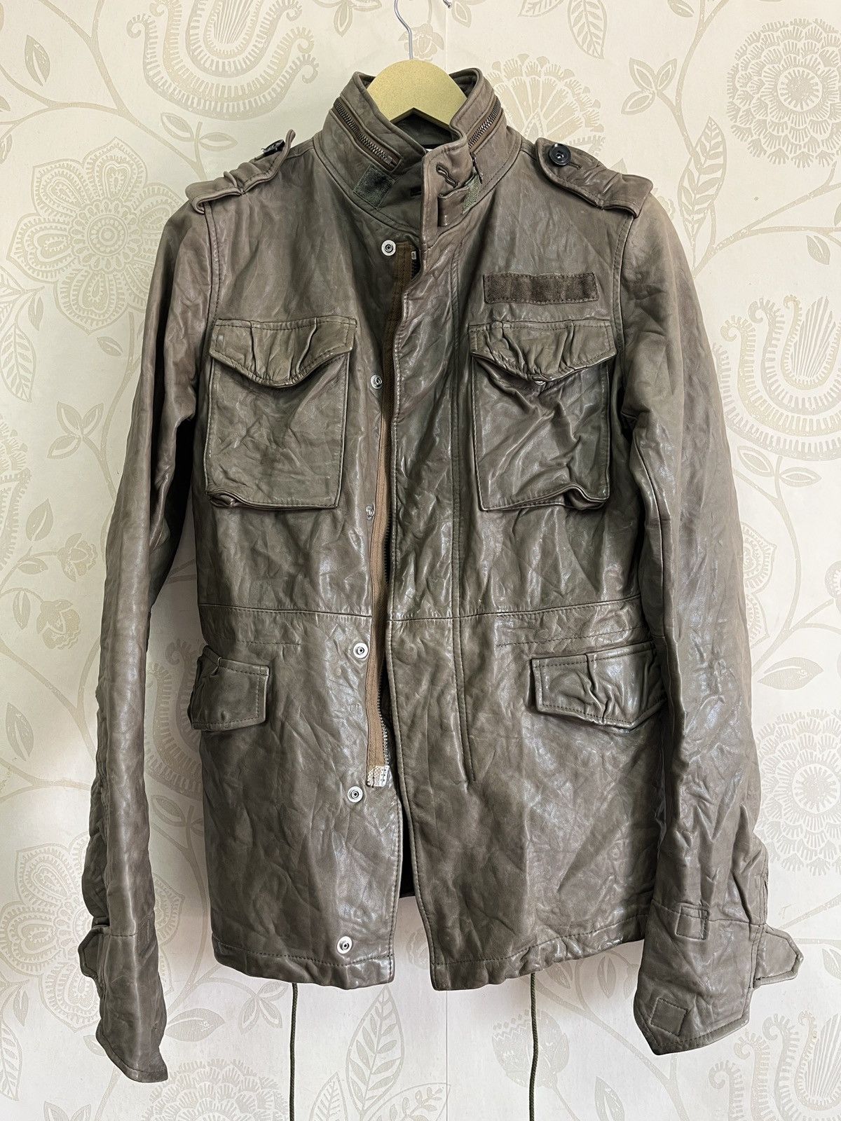 image of Az x Junhashimoto Jun Hashimoto Leather Jacket Cowhide Riri Zippered Japan in Olive (Size Small)