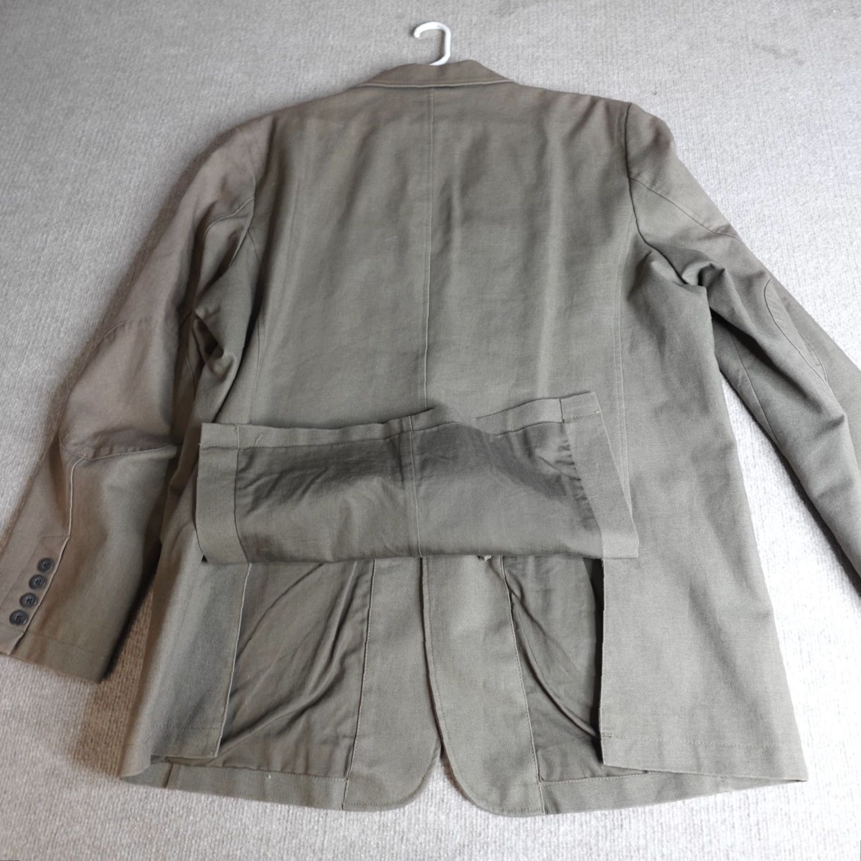 Vintage L.L. Bean Sport Coat 48 Tall Brown Canvas 100% Cotton Safari NEW READ Men Blazer Jacket Coat Notch Lapel Two-Button Long Treated Sun Fade Vintage No Size 48R - 5 Thumbnail
