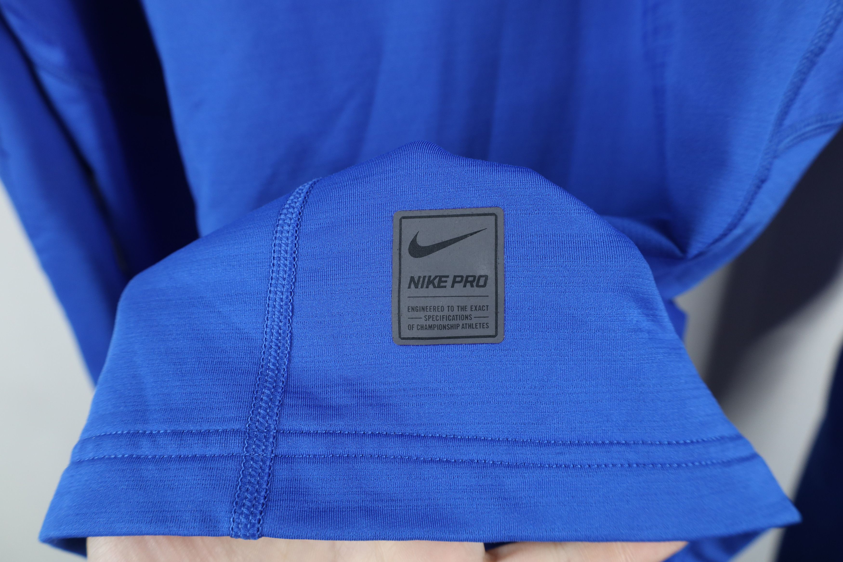 Nike × Vintage Nike Pro Combat Hyperwarm Fleece Lined Half Zip Sweater Blue Size US L / EU 52-54 / 3 - 5 Thumbnail
