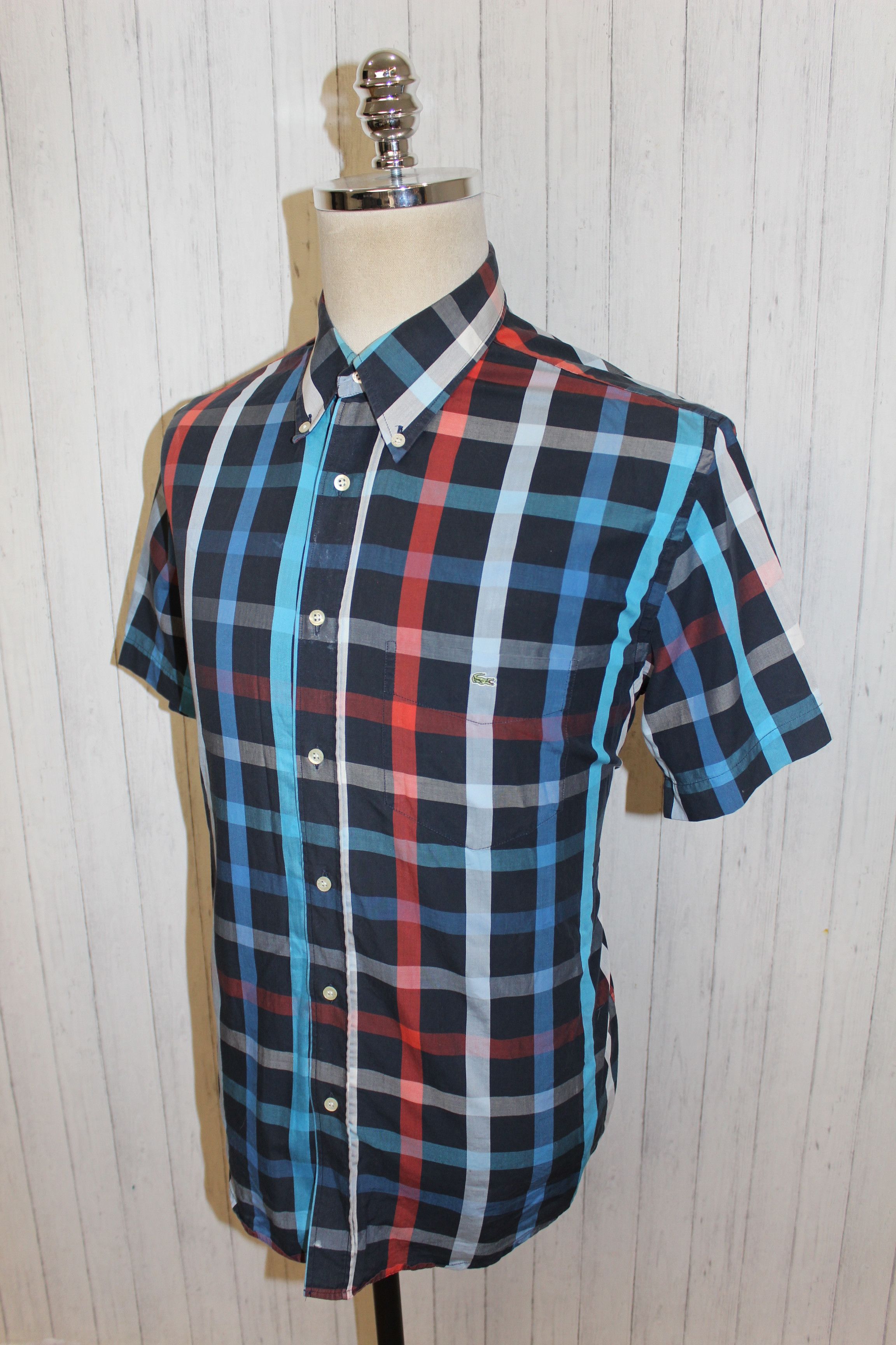 Lacoste LACOSTE Vintage Short Sleeve Check Shirt Size L Size US L / EU 52-54 / 3 - 3 Thumbnail
