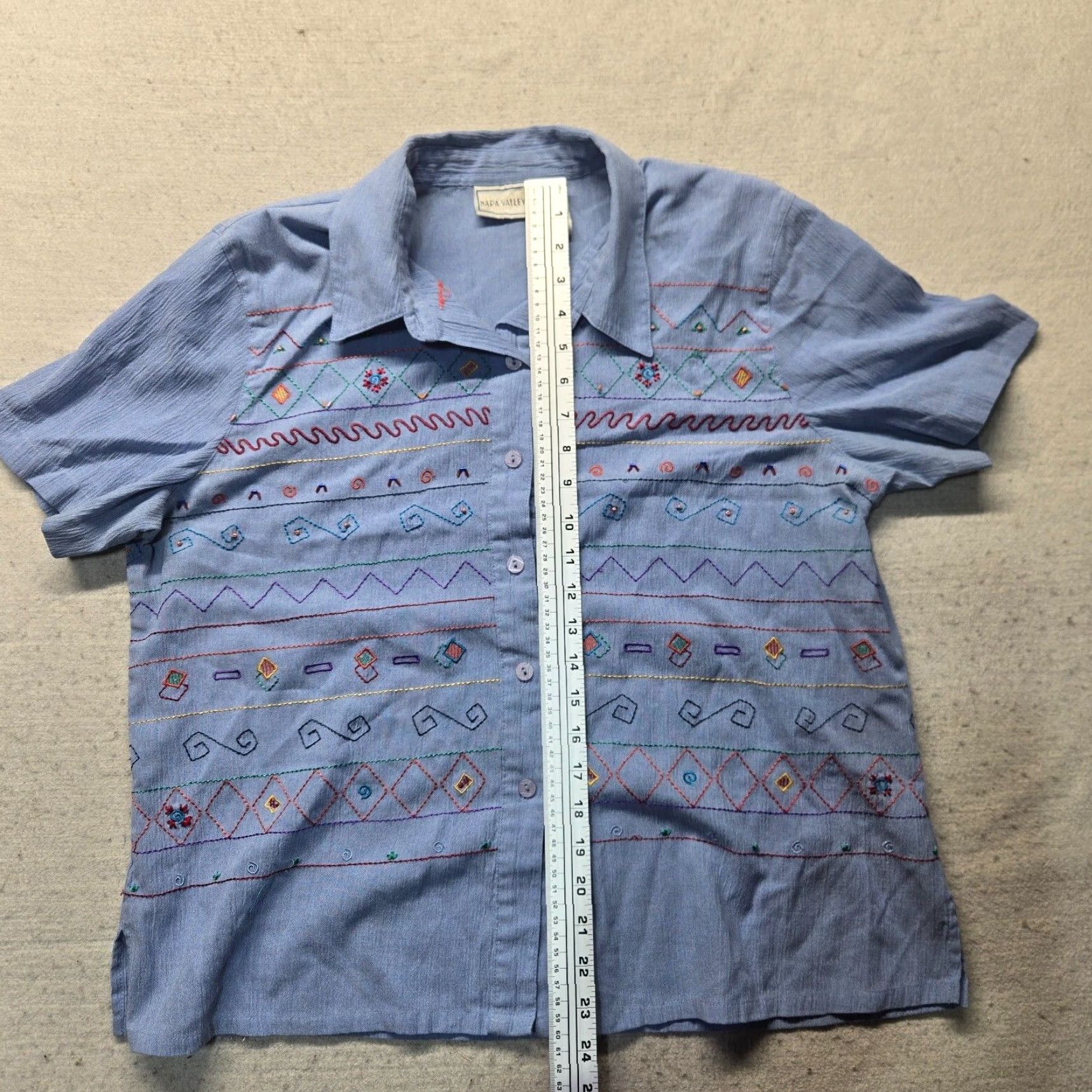 Vintage VINTAGE Napa Valley Shirt Adult Women's L Blue Embroidered Button-Up Long Sleeve Size L / US 10 / IT 46 - 6 Thumbnail