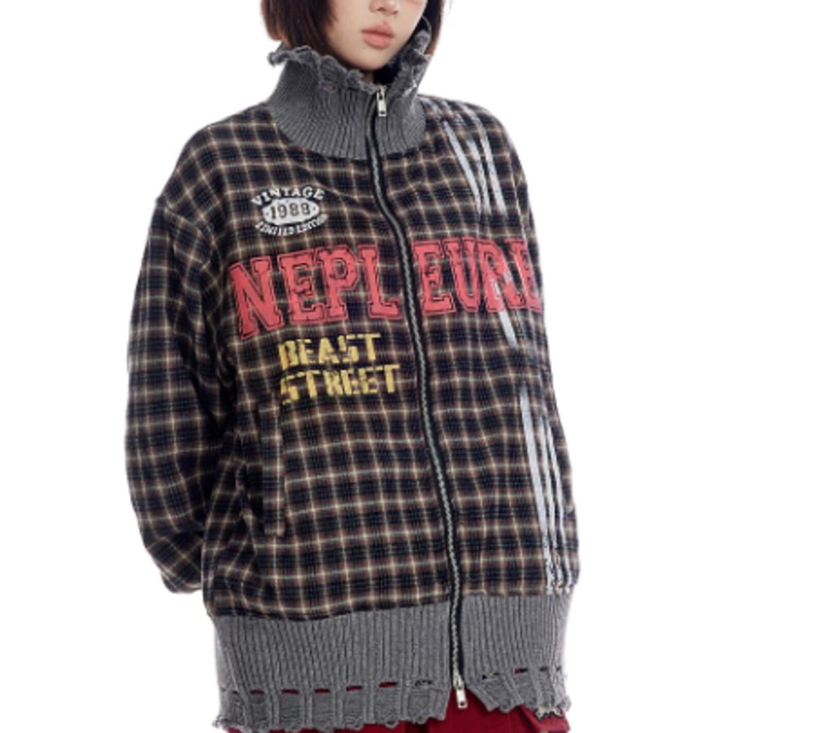 Other Destroyed Plaid Check Zip Jacket | Raw Frayed Hem Street Size US M / EU 48-50 / 2 - 9 Thumbnail
