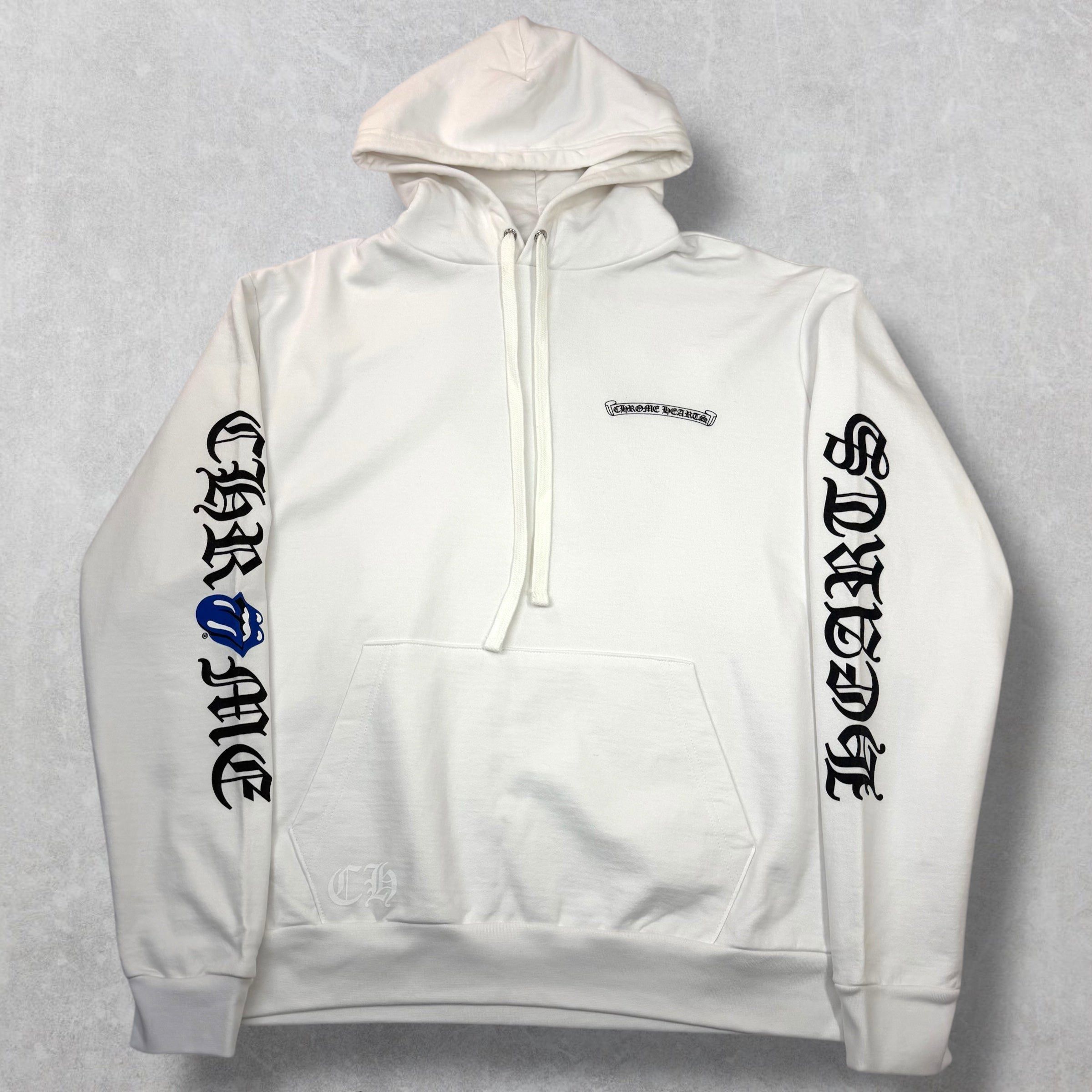 Chrome Hearts Chrome Hearts Rolling Stones Blue Lips White Hoodie M Size US M / EU 48-50 / 2 - 2 Thumbnail