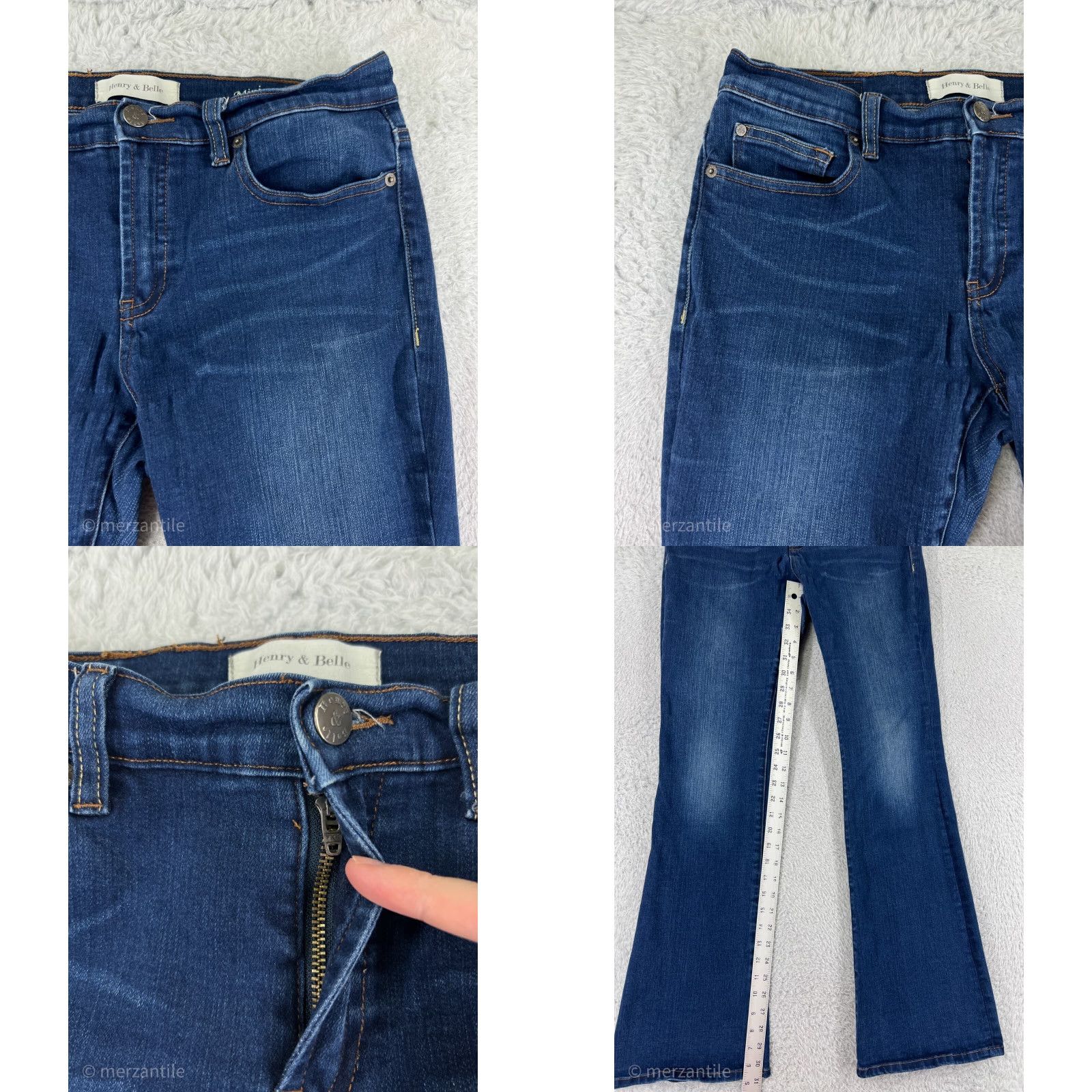 Vintage Henry & Belle Jeans Womens 30 Denim Blue Cotton Blend Flared 5-Pocket Regular Inseam 31 Painte? Size 30" / US 8 / IT 44 - 8 Thumbnail
