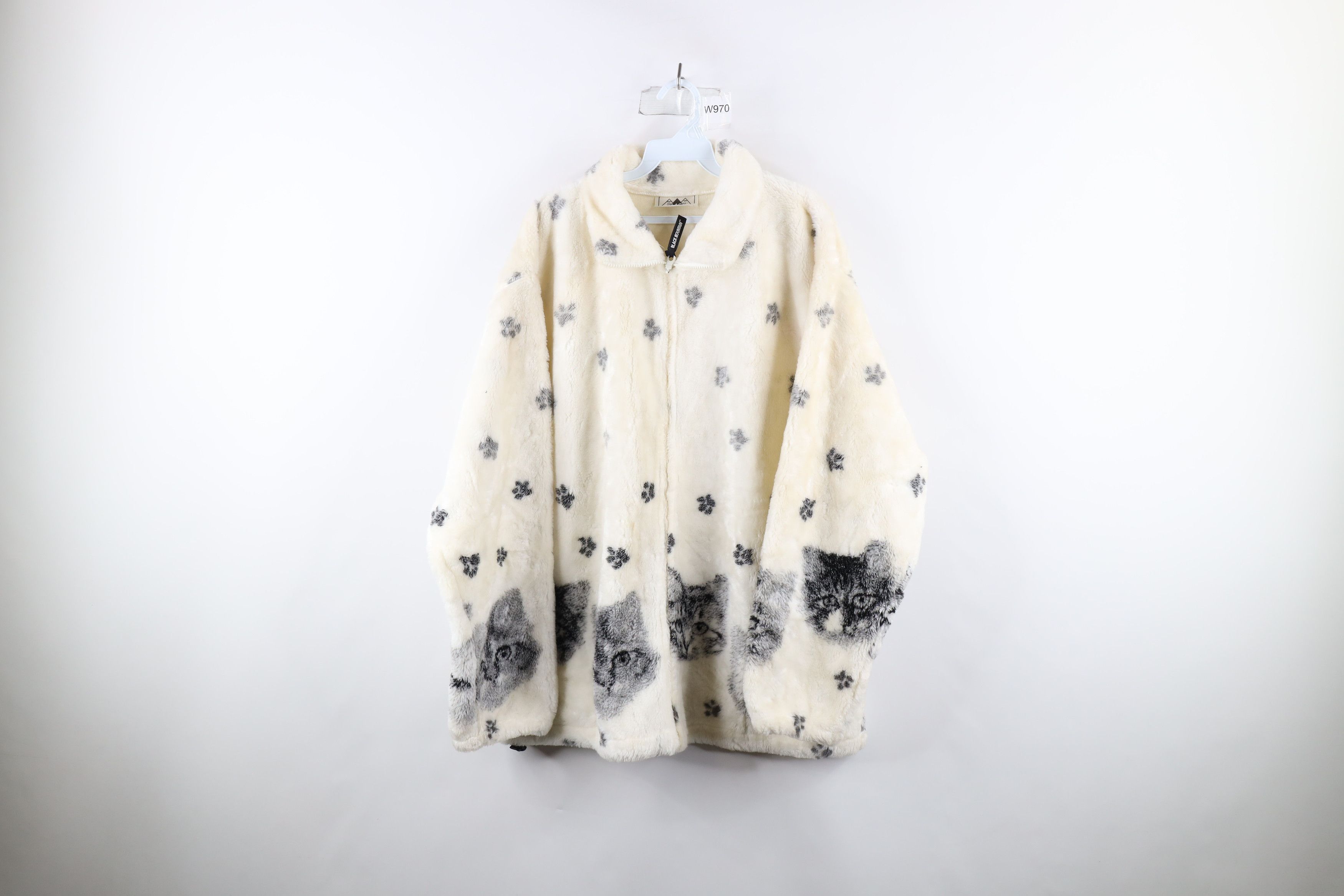 image of Vintage 90's Streetwear Print Cat Kitten Fleece Jacket Usa, Women's (Size 3xl)