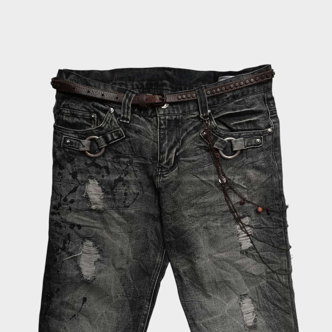 Tornado Mart agate label splatter paint distressed jean Size US 31 - 3 Thumbnail