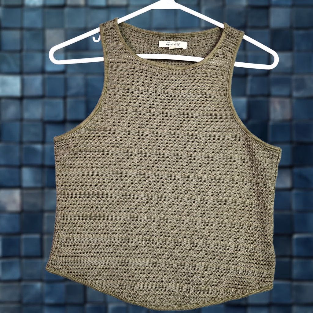 Madewell Madewell Tank Top Army Green Crochet Knit Cutaway Size S Women Sleeveless Shirt Casual Everyday Size S / US 4 / IT 40 - 1 Thumbnail