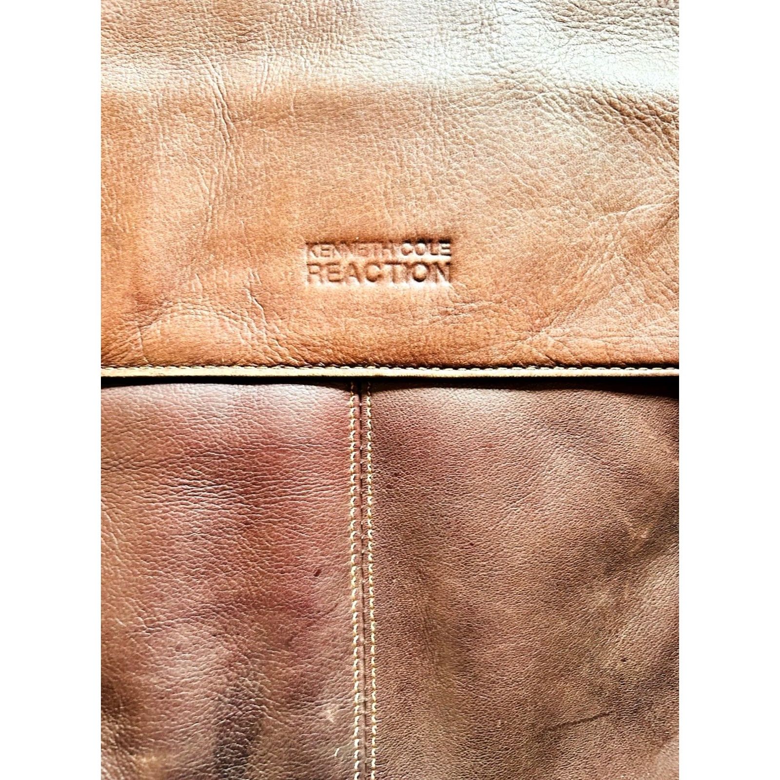 Kenneth Cole KENNETH COLE REACTION Show Business Messenger Briefcase Laptop Bag Leather Bag Brown Leather 17 in 14 in 4 in Mens Large Size ONE SIZE - 6 Thumbnail