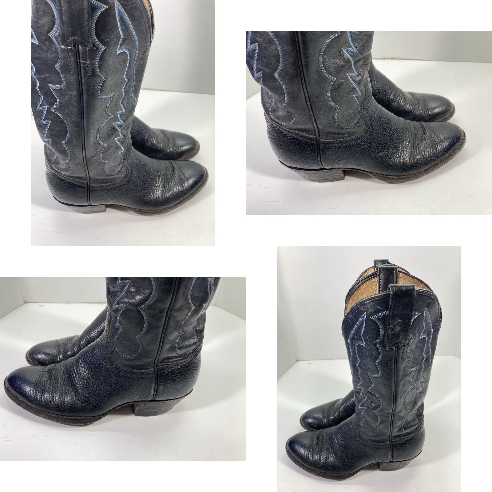 CO VINTAGE Adams Boot Co Boots Men Size 8 D Black Leather Western Cowboy Rodeo Classic Boots Mens Size US 8 / EU 41 - 8 Thumbnail