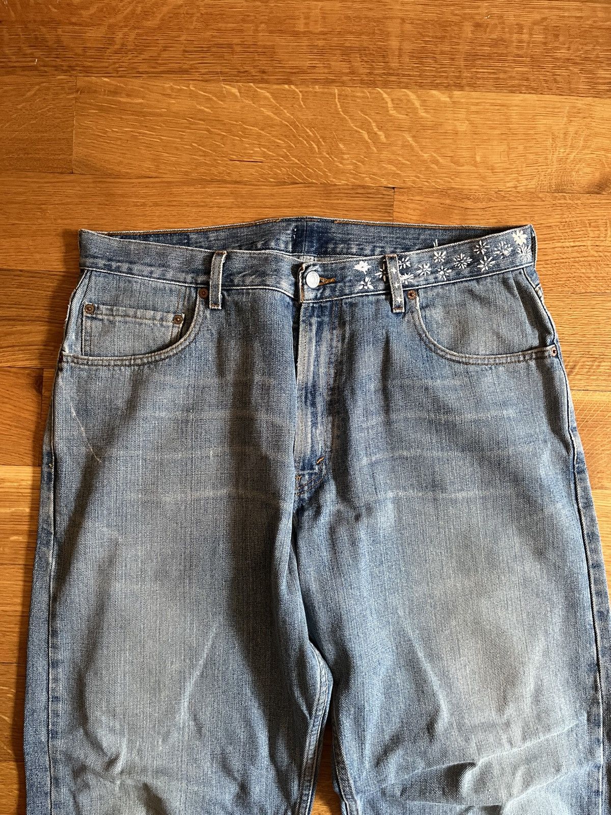 Levi's Sashiko Wide Legged Baggy Blue Denim Size US 36 / EU 52 - 2 Thumbnail