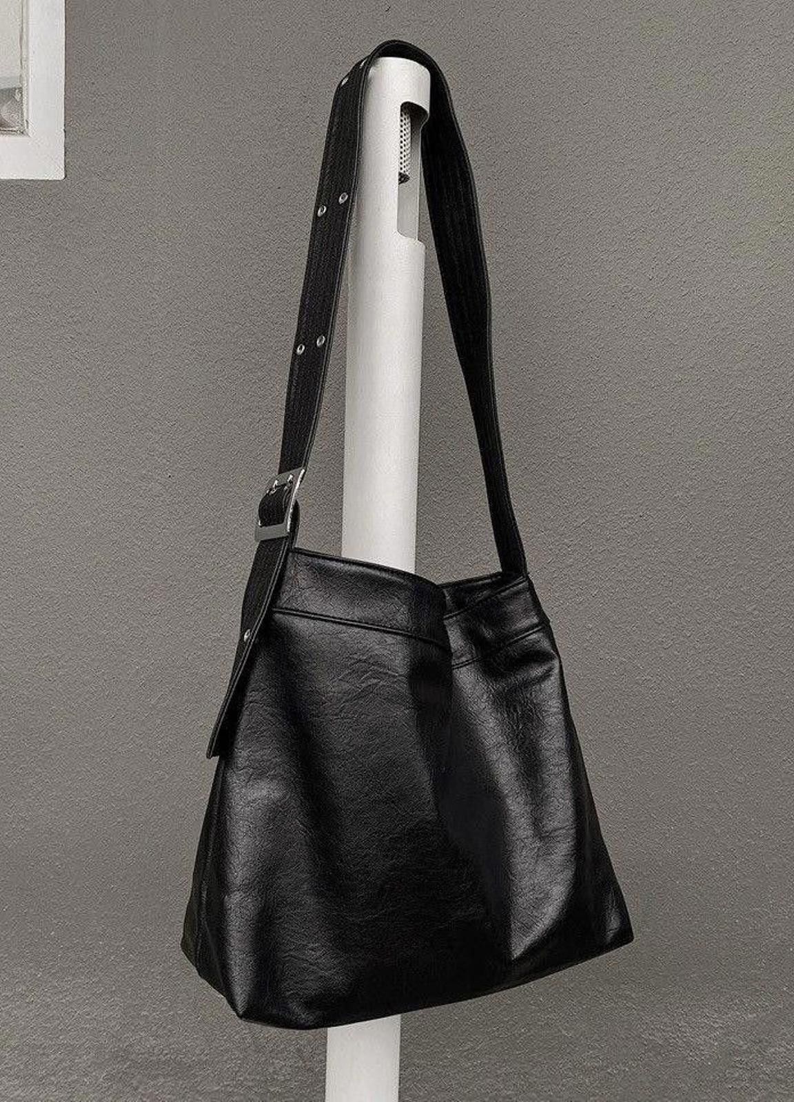 Leather Faux Leather Black Shoulder Messanger Bag Size ONE SIZE - 4 Thumbnail