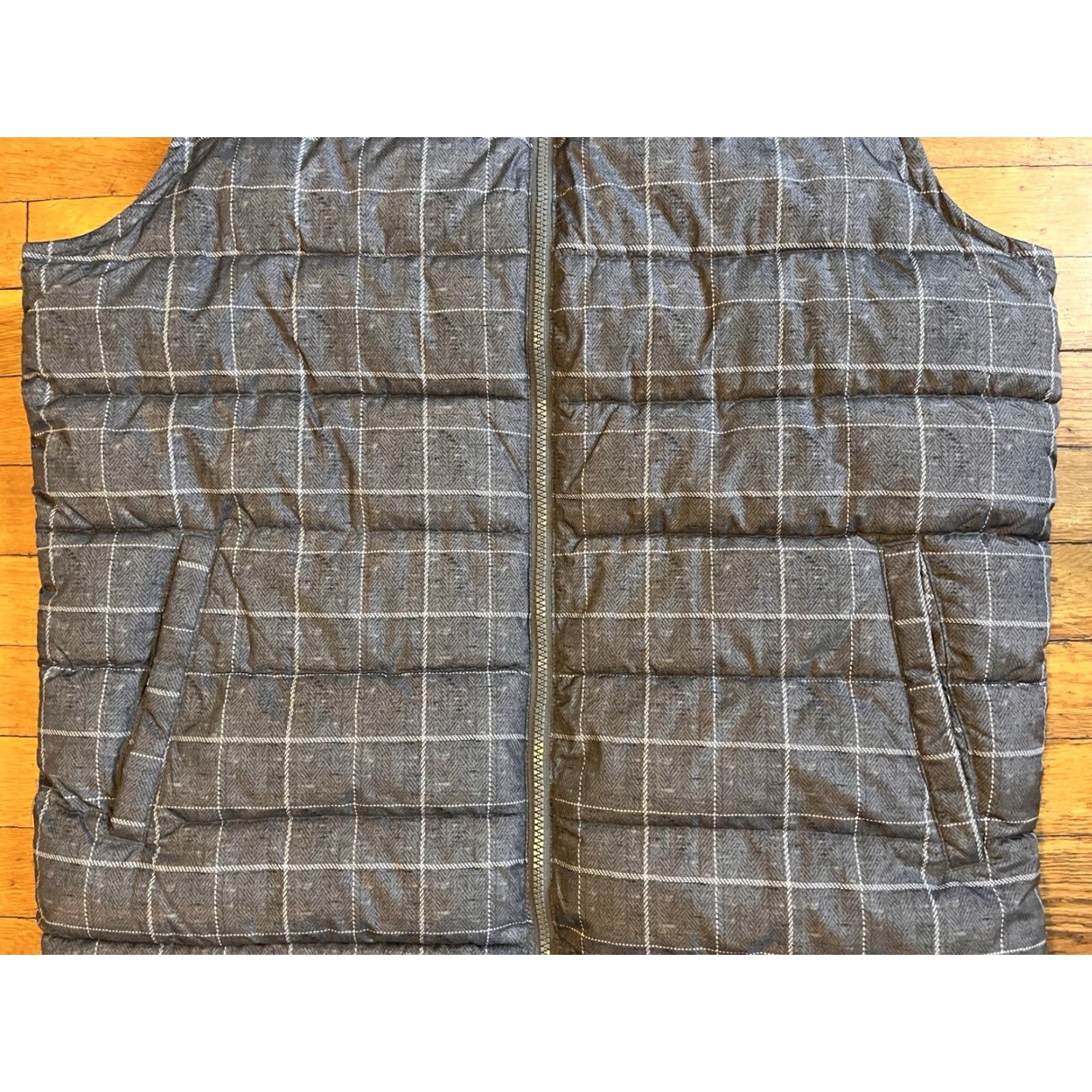 Gap Gap Warmest Vest Herringbone Plaid Puffer Men’s Large Grey Size US L / EU 52-54 / 3 - 3 Thumbnail
