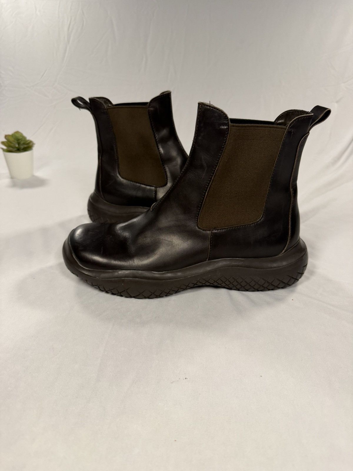 Prada AW99 Prada Brown Leather Chelsea Boots Size 38 Vibram Size US 7.5 / IT 37.5 - 1 Thumbnail