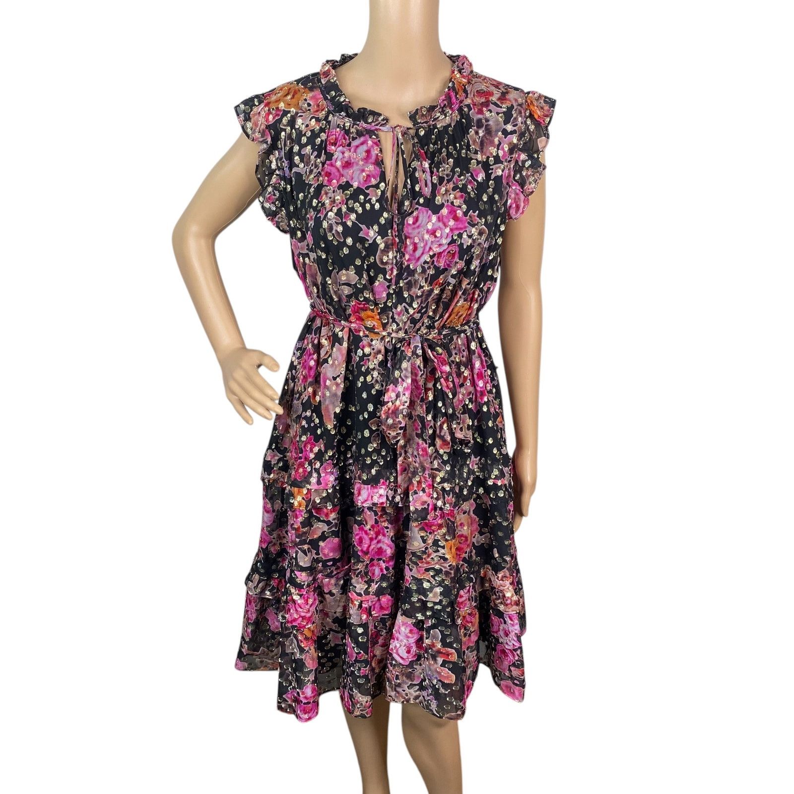 KOBI HALPERIN Kobi Halperin $648 Brook Black Gold Floral Mini Dress SZ XL Size XL / US 12-14 / IT 48-50 - 6 Thumbnail