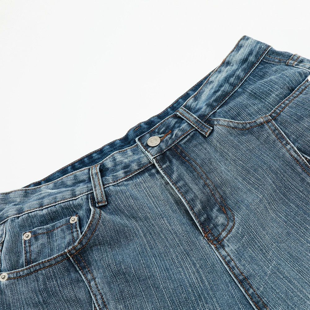 Japanese Brand × Jean Men's loose street washed straight rivet denim shorts Size US 32 / EU 48 - 3 Thumbnail