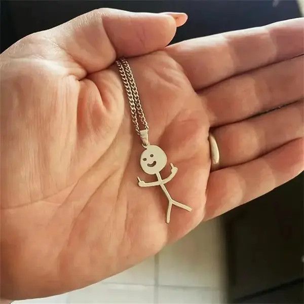 Other 60cm Middle Finger Stickman Chain Necklace Size ONE SIZE - 1 Thumbnail