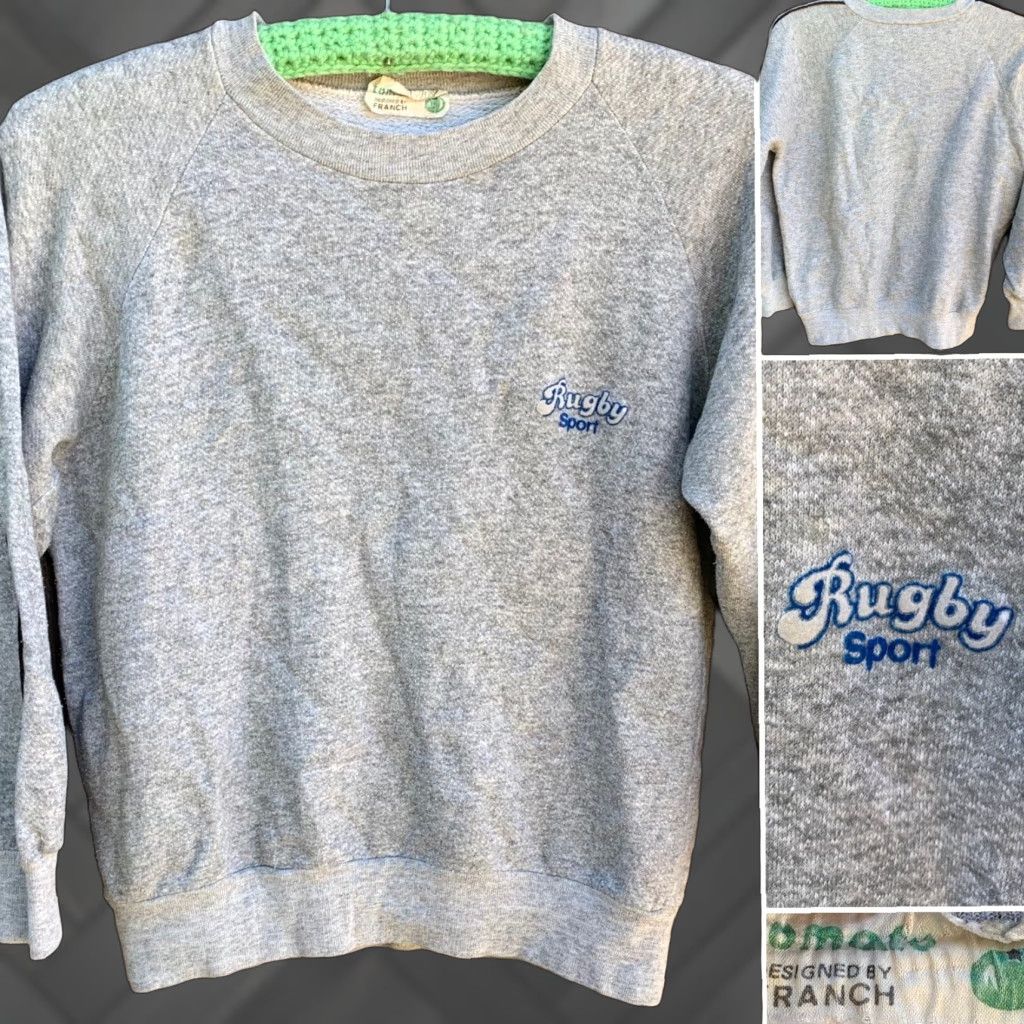 Vintage VINTAGE Tomato Designed By Franch Rugby Sweatshirt Raglan Crew Neck Unisex Adults Size M Gray Heather Long Sleeve Pullover Sports 1970s 1980s Size US M / EU 48-50 / 2 - 1 Thumbnail