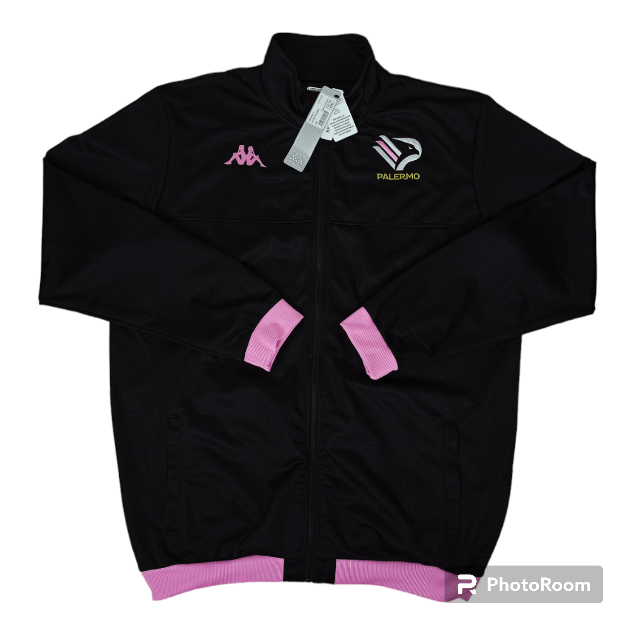 image of Jersey x Kappa Palermo Calcio Jacket Tracksuit Soccer Football in Black Pink, Men's (Size 2XL)