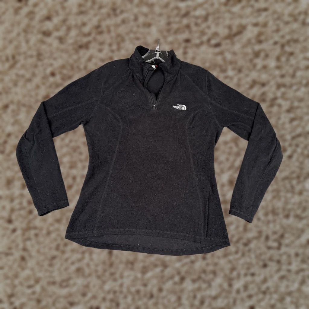 The North Face Fleece Pullover Womens Small Black 1/4 Zip Mock Neck Hiking Top