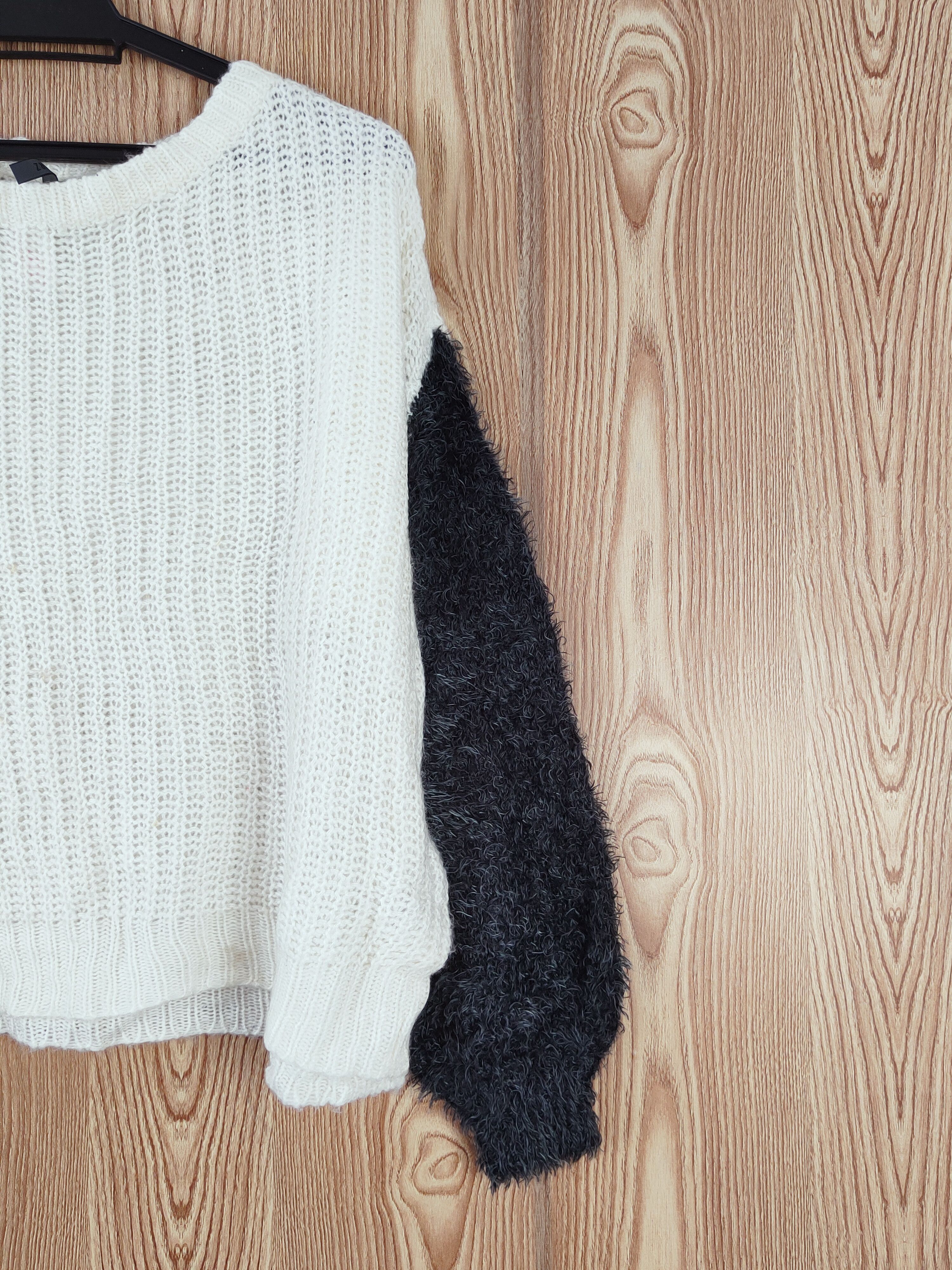 Japanese Brand × Vintage DIRZ Cream Black Fur Mohair Knitwear #W813 Size M / US 6-8 / IT 42-44 - 5 Thumbnail