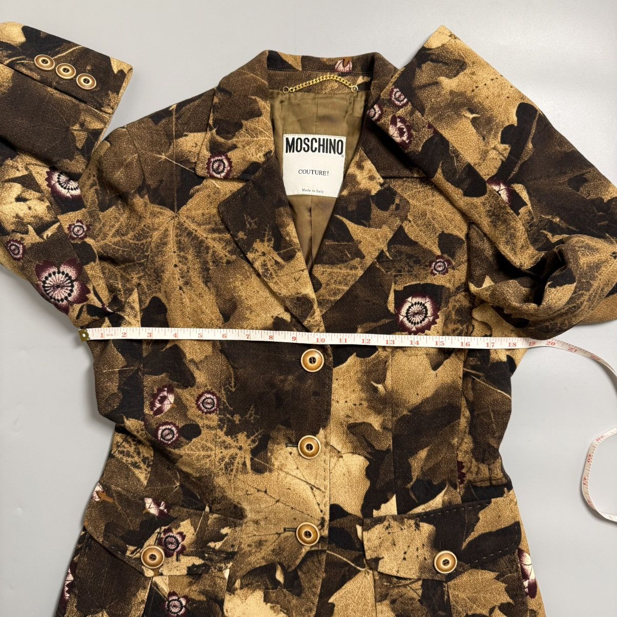 Moschino Moschino Brown Floral Pattern Wool blazer- 90s Size M / US 6-8 / IT 42-44 - 10 Thumbnail