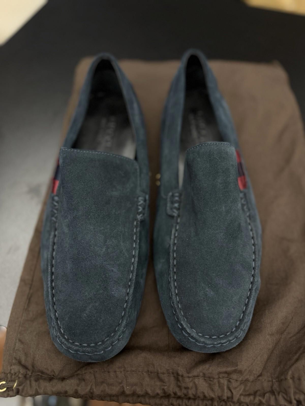 Gucci Gucci Men Blue Suede Slip On Loafer Shoe $1075 9.5G/10US Size US 10 / EU 43 - 2 Thumbnail