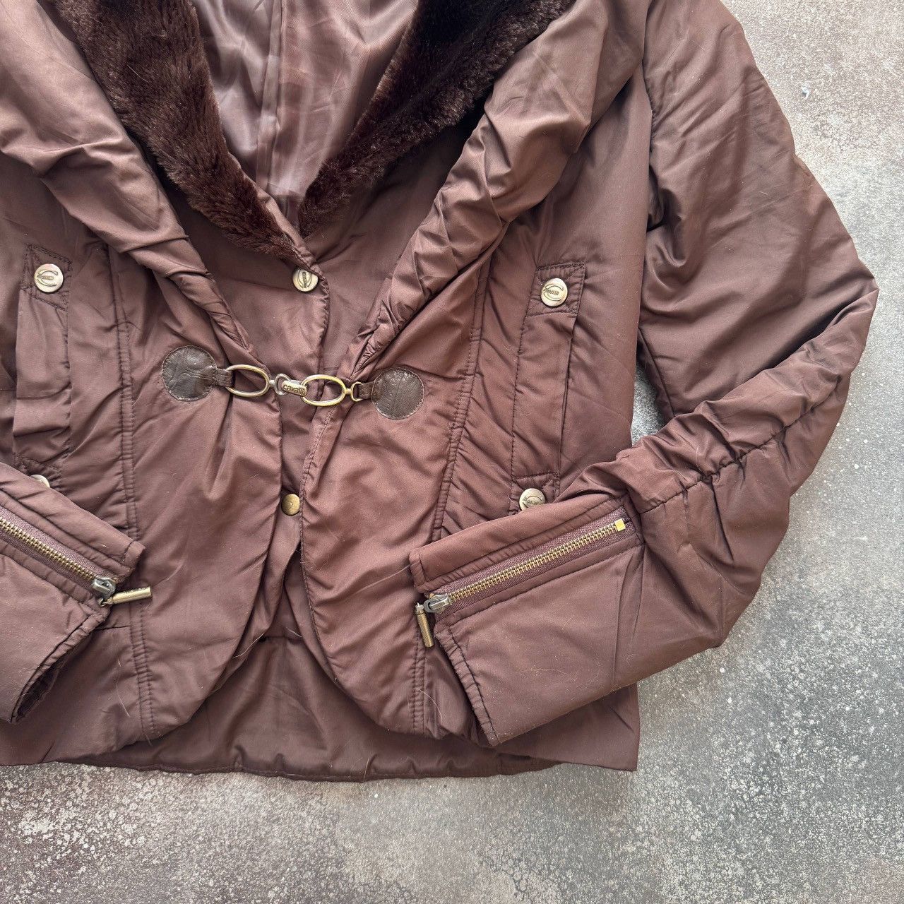 Roberto Cavalli Roberto Cavalli Y2K Vintage Faux Fur Details Brown Jacket Size M / US 6-8 / IT 42-44 - 7 Thumbnail