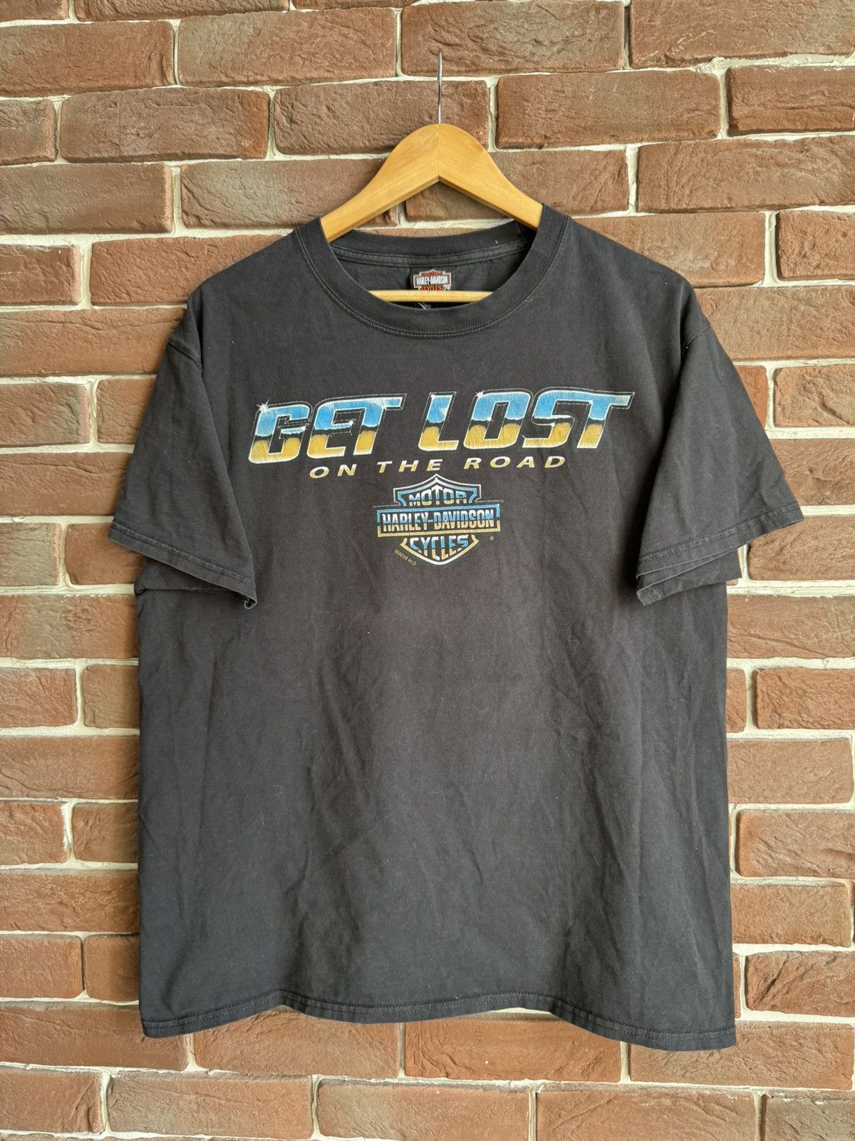 Washed 00s Harley Davidson Motorcycles Get Lost Vintage Tee