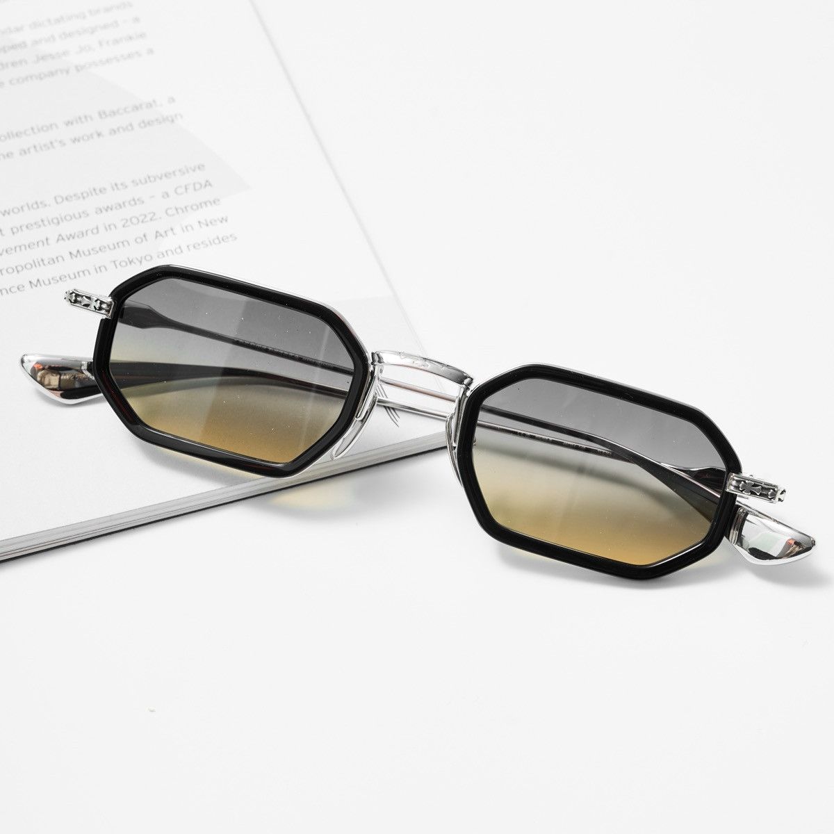 Chrome Hearts CHROME HEARTS STYLIDA BLACK/SHINY SILVER SUNGLASSES Size ONE SIZE - 6 Thumbnail