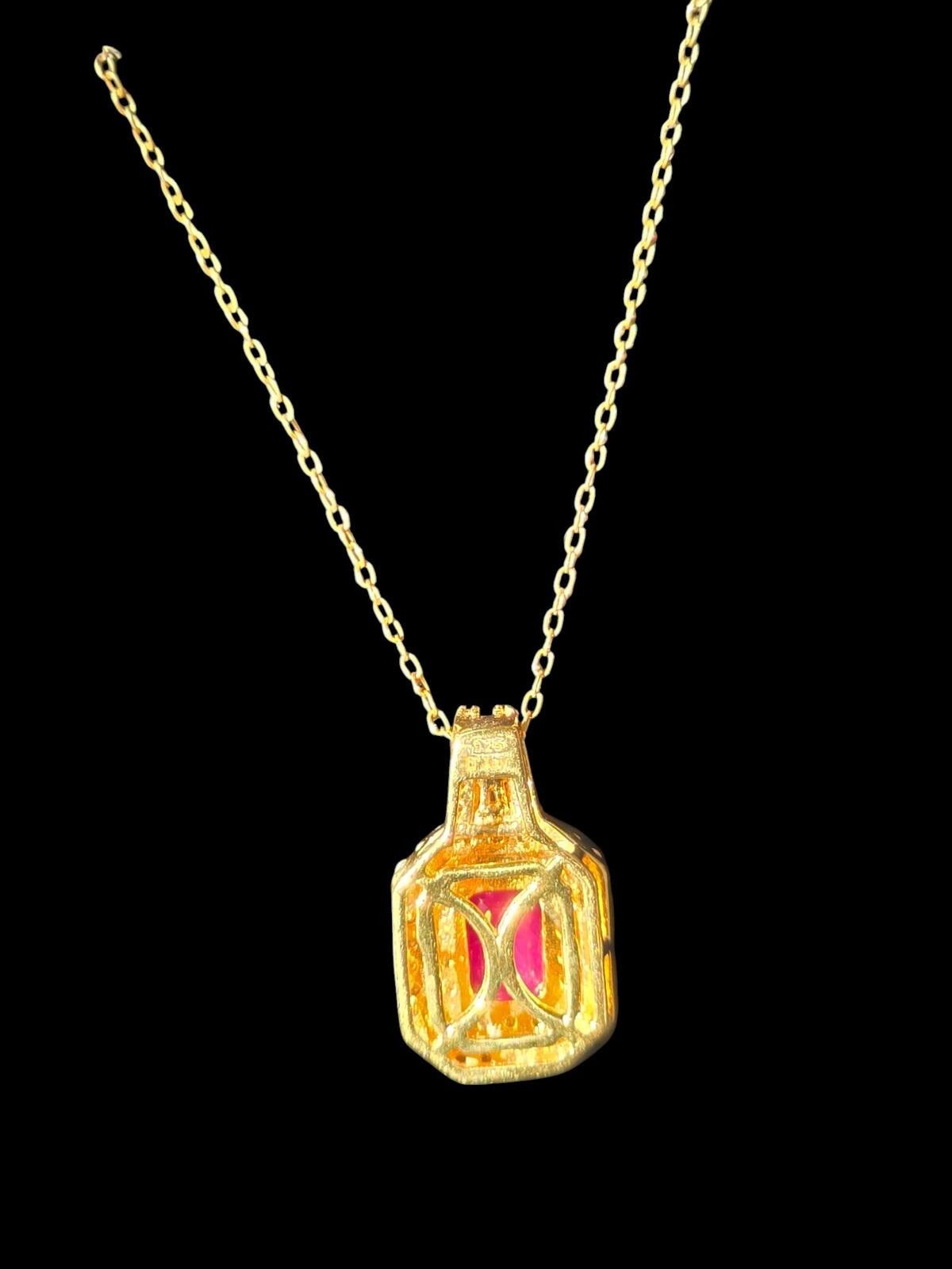 Other Taveta Ruby & Moissanite Pendant 18k Vermeil Yellow Gold Size ONE SIZE - 4 Thumbnail