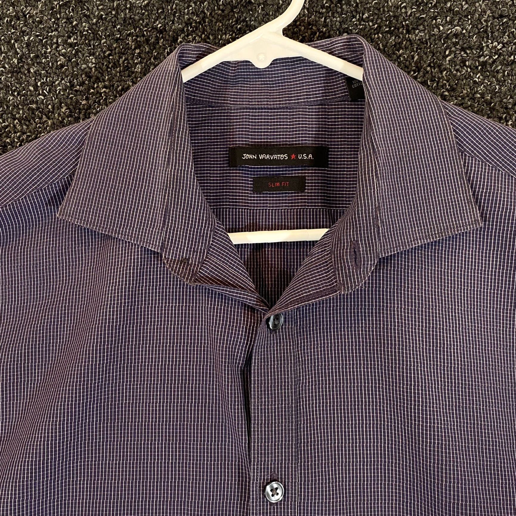 John Varvatos VINTAGE John Varvatos Dress Shirt Men Long Sleeve 16.5 Regular Fit Blue Red Plaid Slim Fit Mens Size 42R - 2 Thumbnail