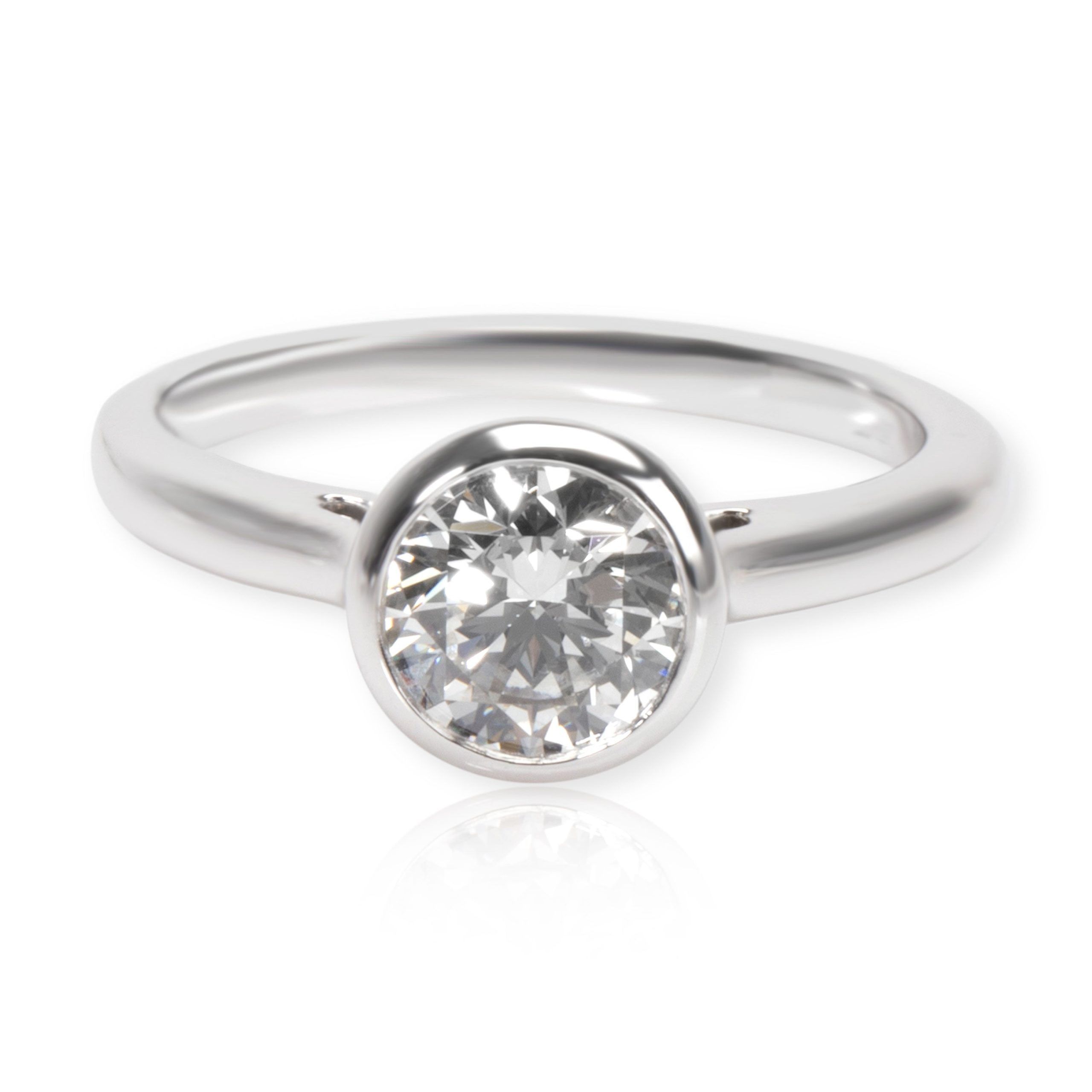image of Tiffany Co Blue Nile Diamond Engagement Ring In Platinum Gia Certified E Vvs2 1.09 Ctw, Women's