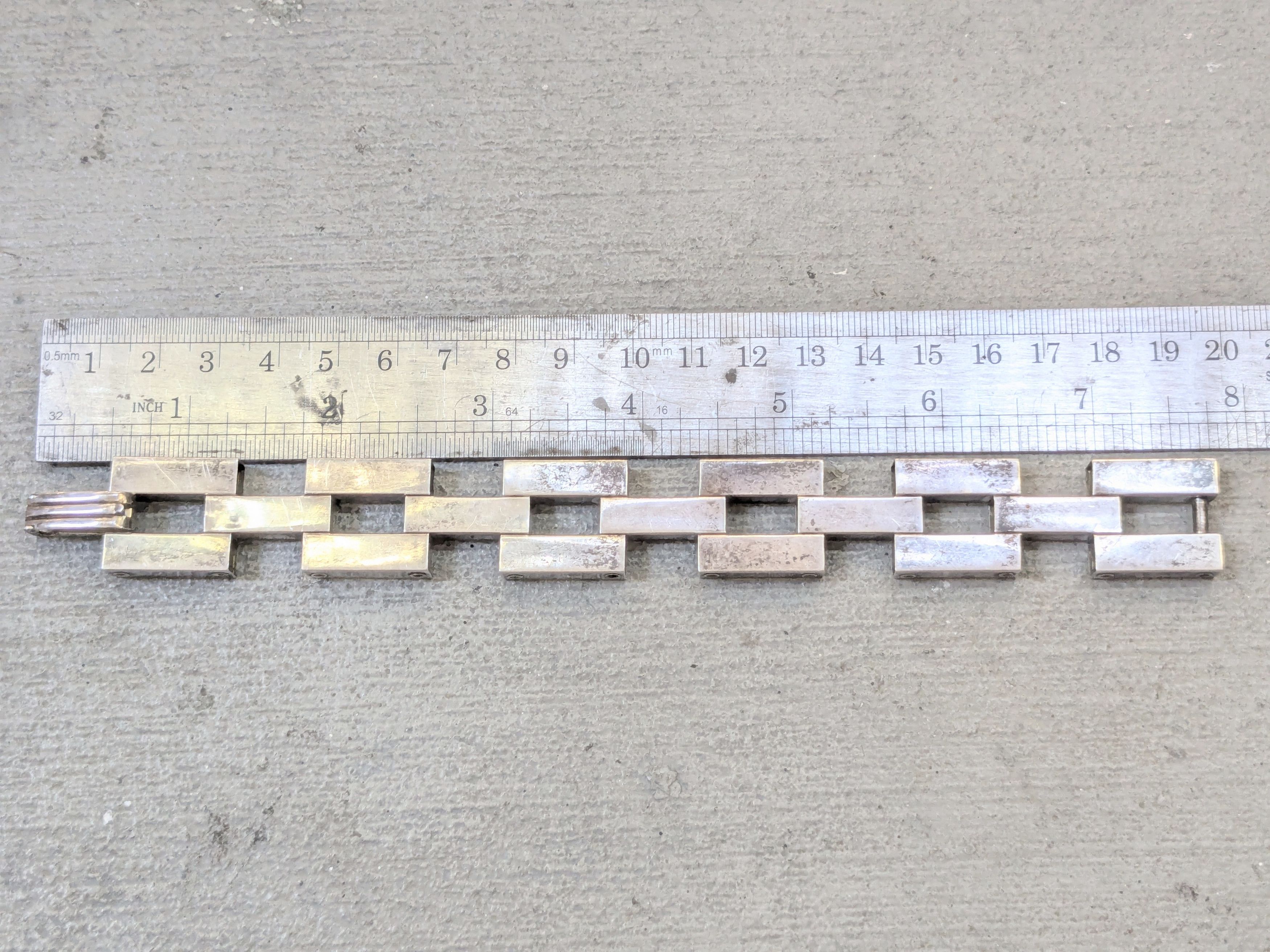 Other Vintage Sterling Silver Bracelet Modern Industrial 7.75" Size ONE SIZE - 16 Thumbnail