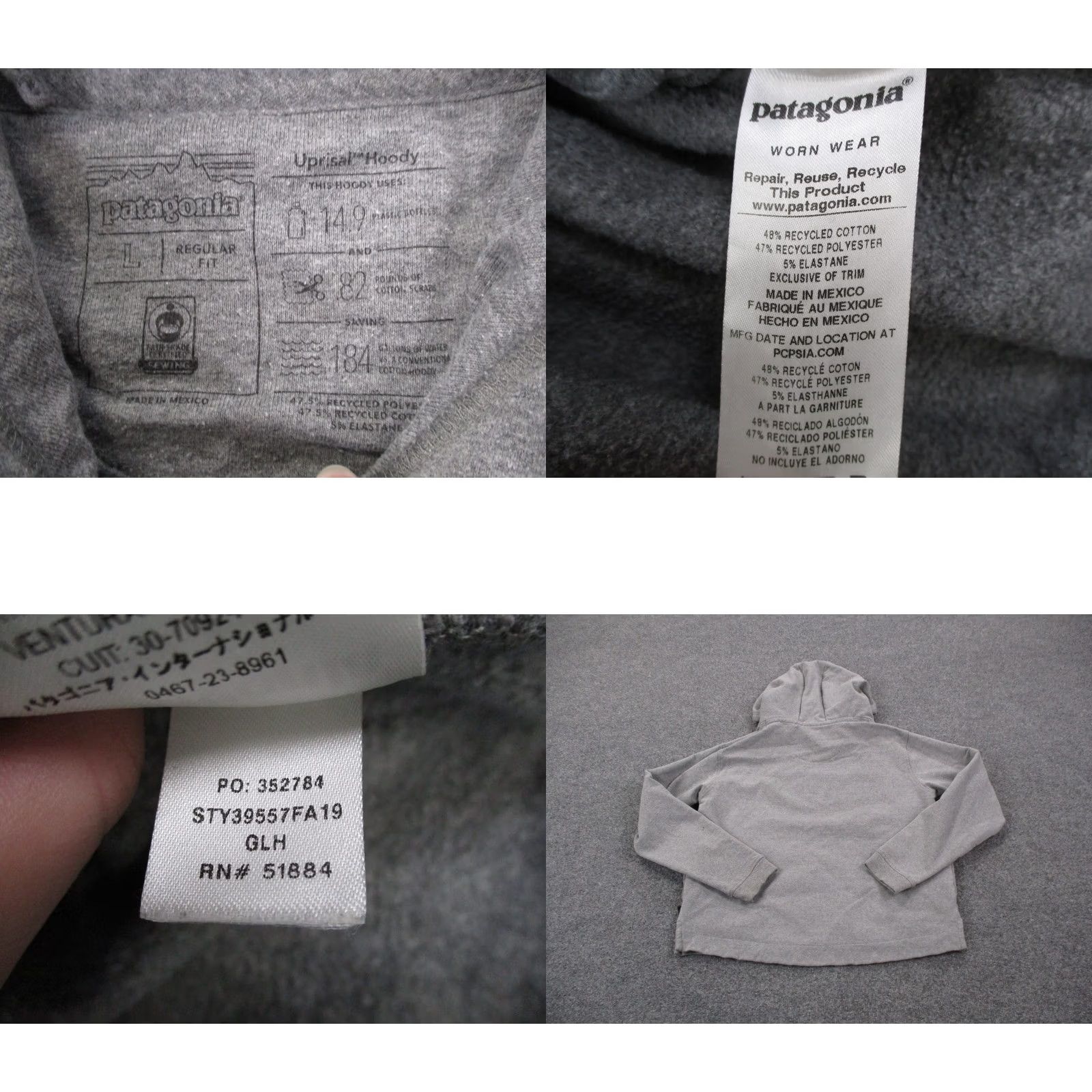 Patagonia Patagonia Hoodie Women's L Gray Pullover Knit Logo Sweatshirt Activewear Thermal Hooded Size L / US 10 / IT 46 - 8 Thumbnail