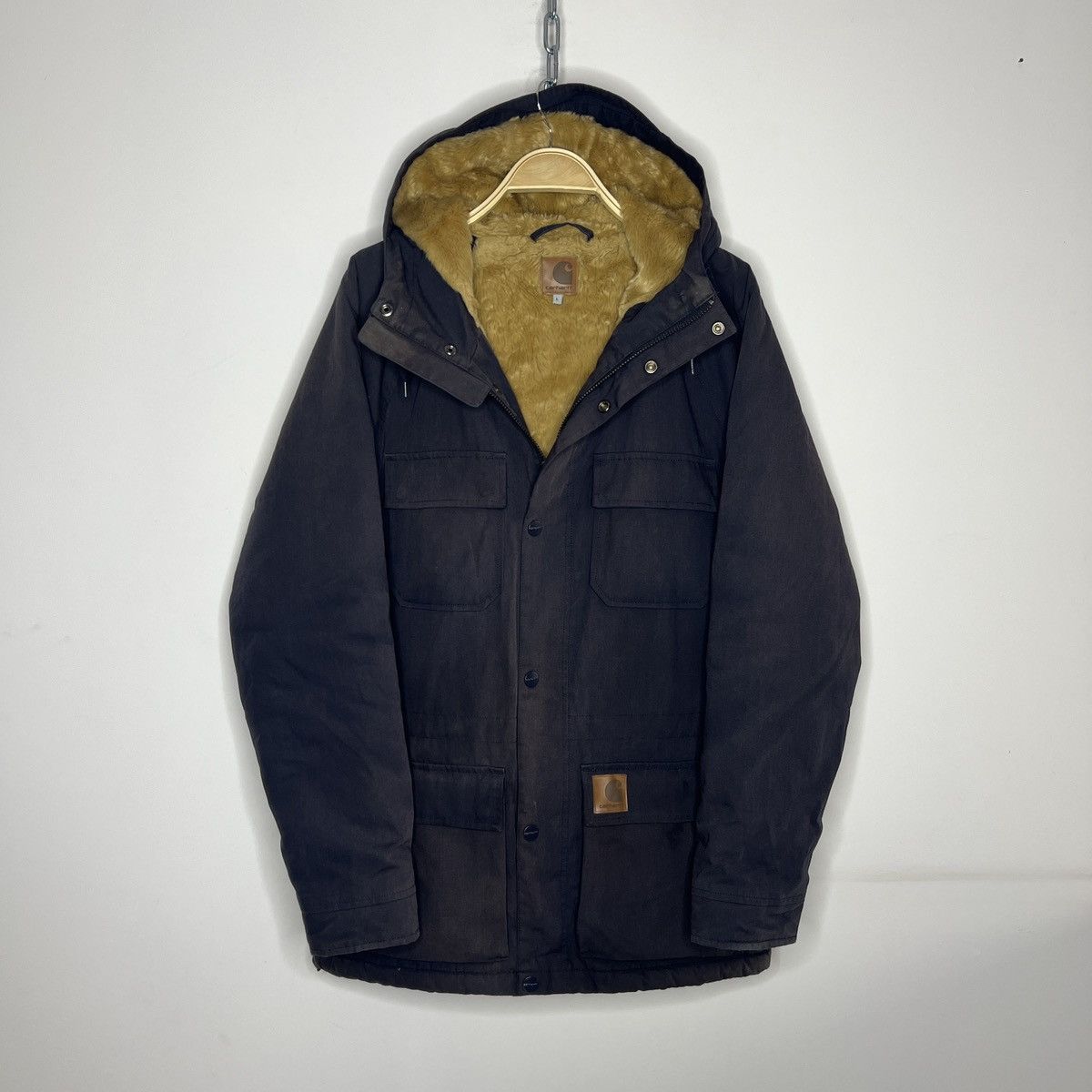 Carhartt × Carhartt Wip × Vintage Carhartt WIP Mentley Winter Parka Fur Coat Vintage Navy Size US M / EU 48-50 / 2 - 1 Thumbnail
