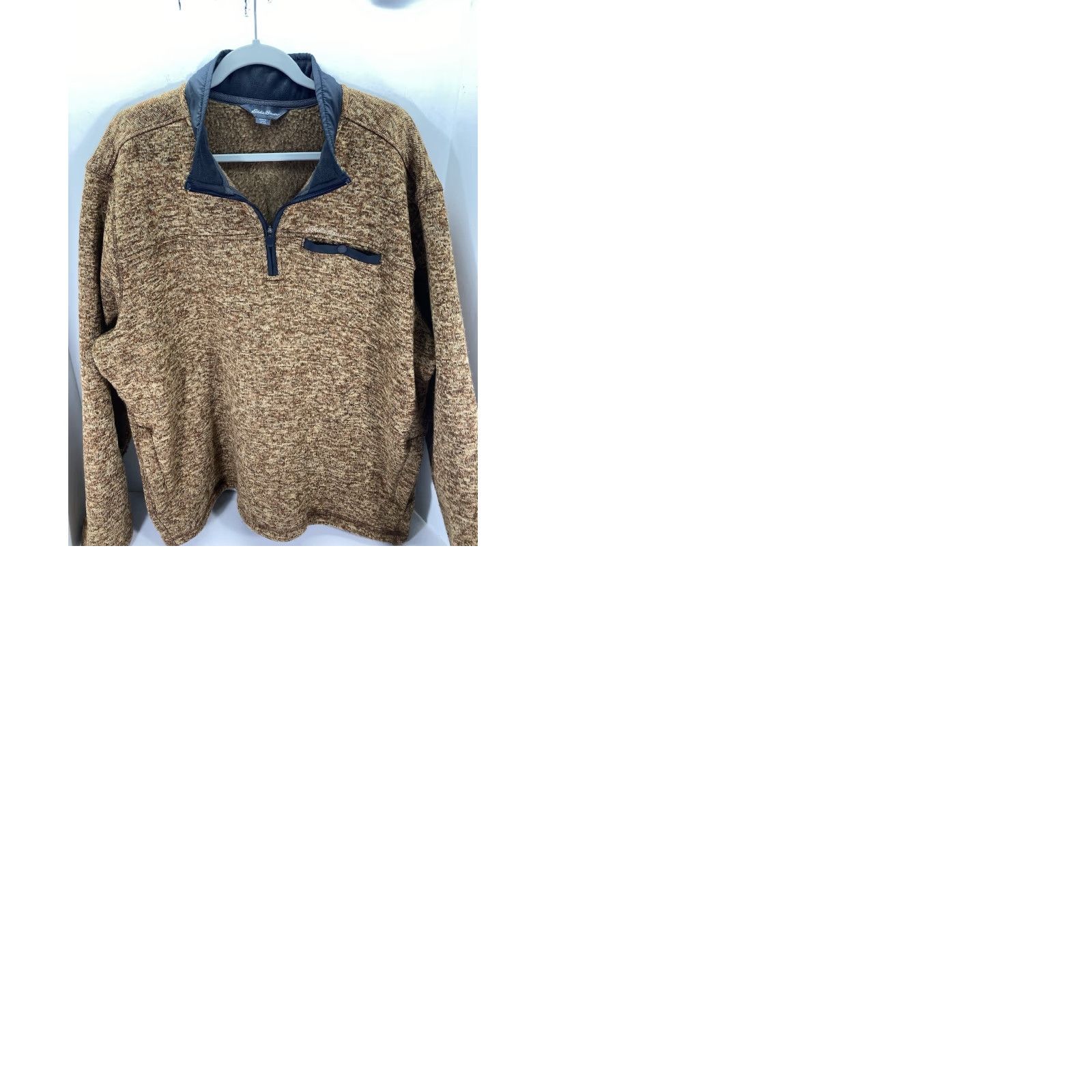 Eddie Bauer Eddie Bauer Fleece Sweater Men XL Brown 1/4 Zip Mock Neck Pullover Long Sleeve Sleeve Change: 1/4 Zip Size US XL / EU 56 / 4 - 9 Thumbnail