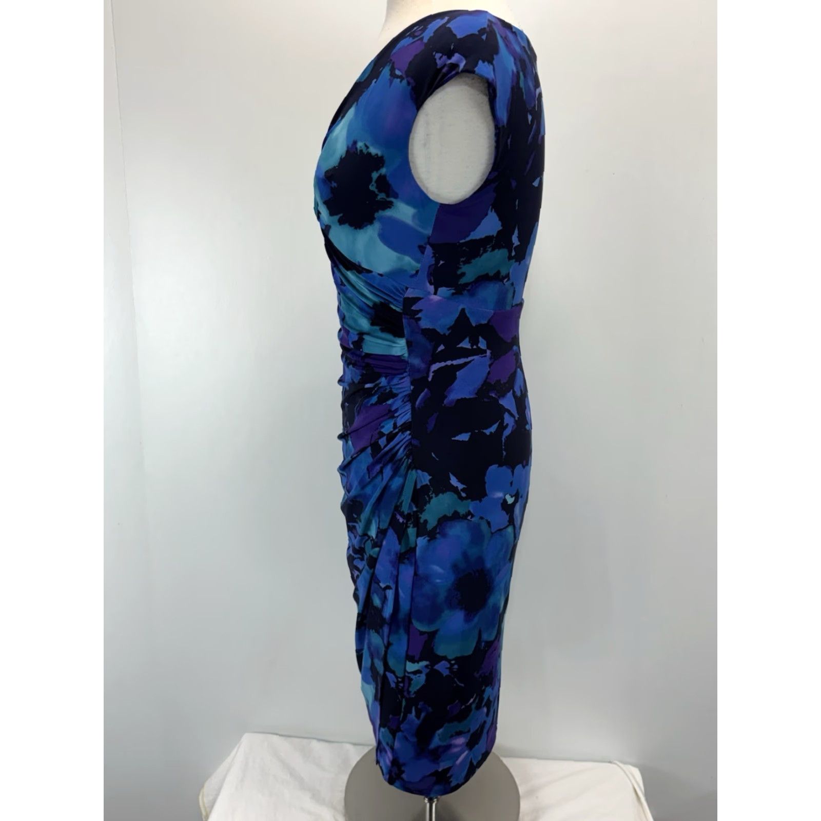 Ralph Lauren VINTAGE Lauren Ralph Lauren Floral Sheath Dress Sz 2 Blue Purple Sleeveless Stretch Party Womens Size XS / US 0-2 / IT 36-38 - 2 Thumbnail