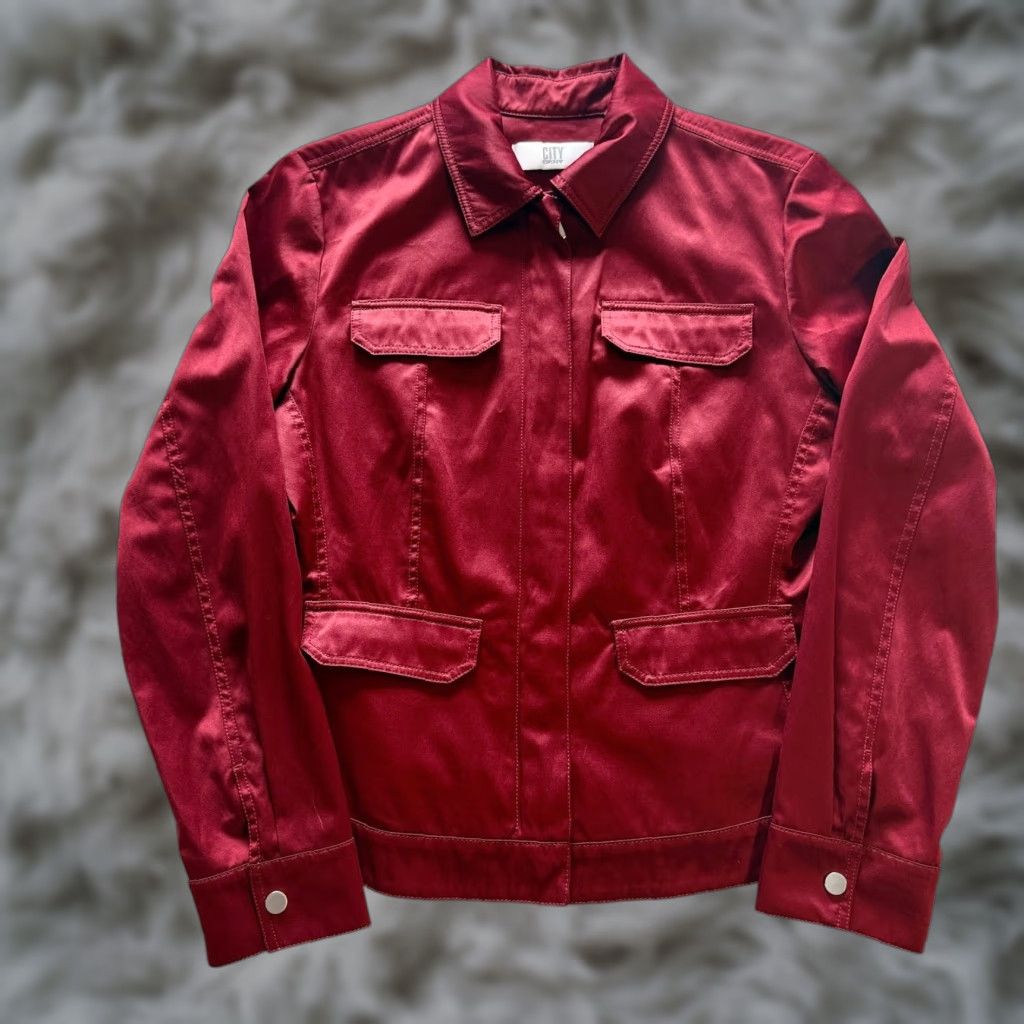 DKNY VINTAGE DKNY Jacket Women 14 Red Utility Full Zip Lightweight Satin Pocketed Zipper Mid-Length Mens? No, Women. Size XL / US 12-14 / IT 48-50 - 1 Thumbnail