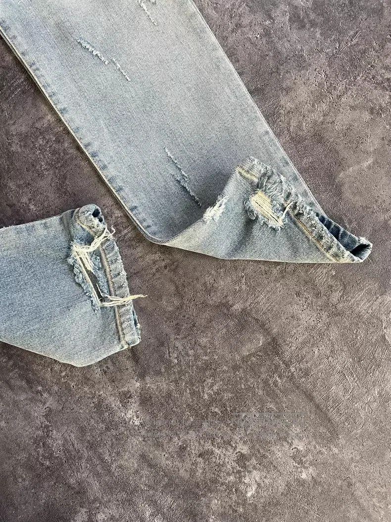 Balmain BALMAIN Blue Washed Large Destroyed Faded Denim Jeans Size US 32 / EU 48 - 5 Thumbnail