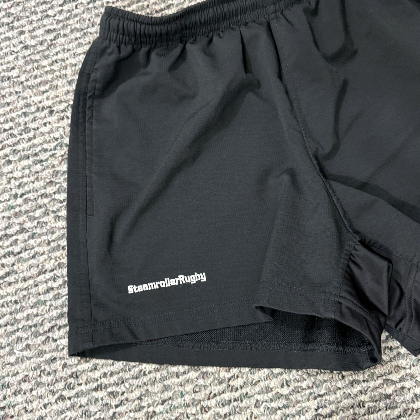 Vintage VINTAGE Steamroller Rugby Shorts Mens Large Black Sport Athletic Stretch Outdoor Slim Athletic Pockets 4 in Inseam Mens Size US 33 - 3 Thumbnail