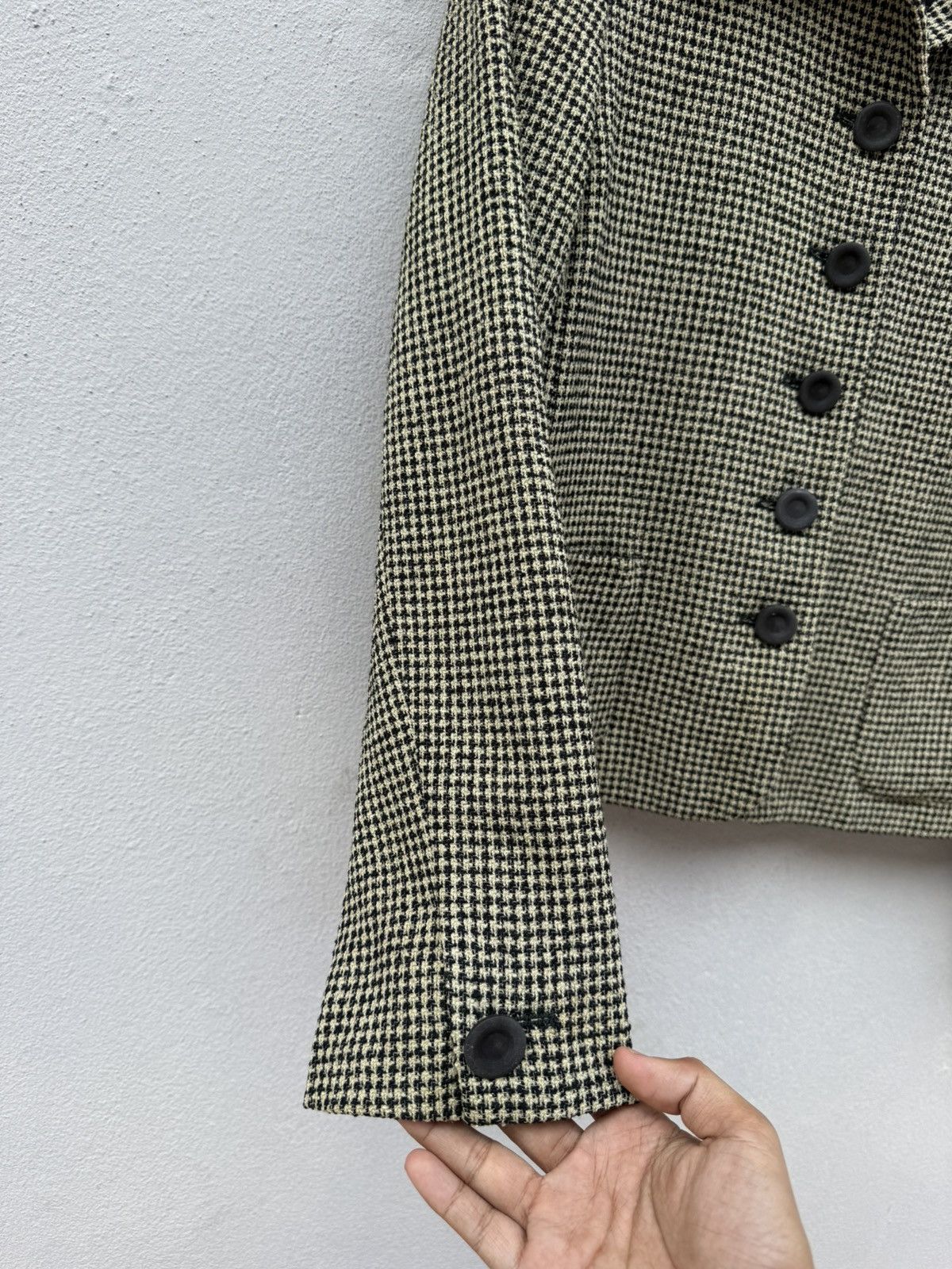 Max Mara MAX MARA Houndstooth Virgin Wool Tweed Crop Jacket Size S / US 4 / IT 40 - 5 Thumbnail