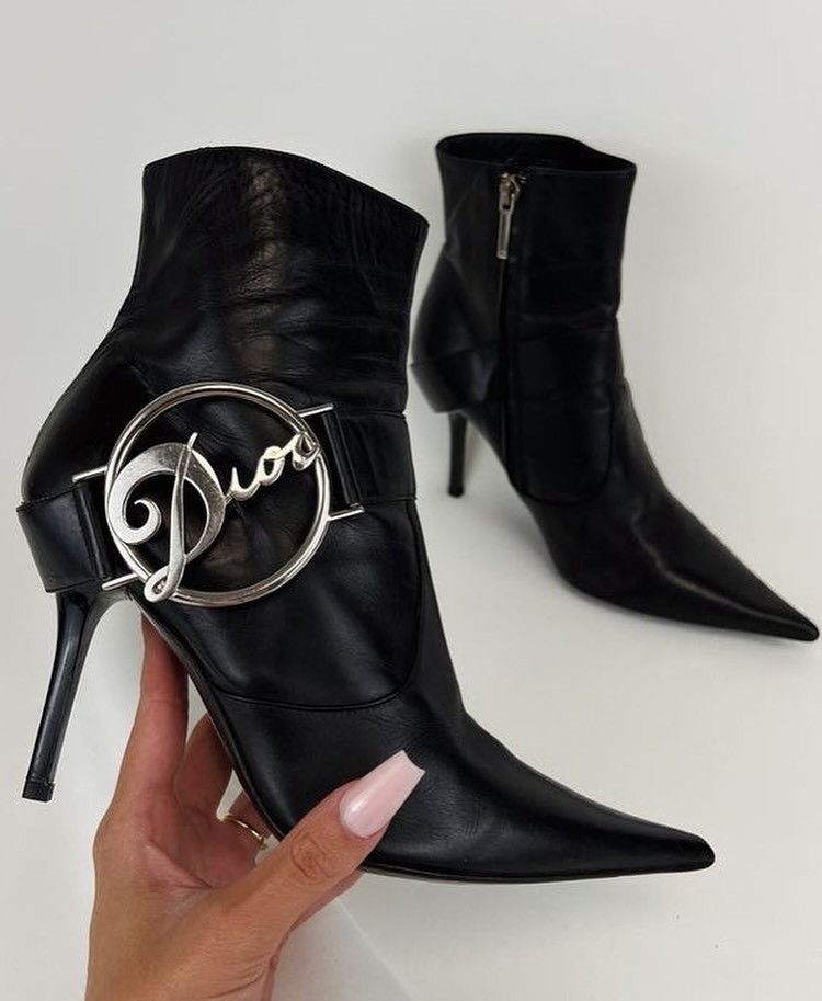 Dior DIOR Heels Boots Heels Metal Logo Shoes Black Vintage Zip Size US 6 / IT 36 - 4 Thumbnail