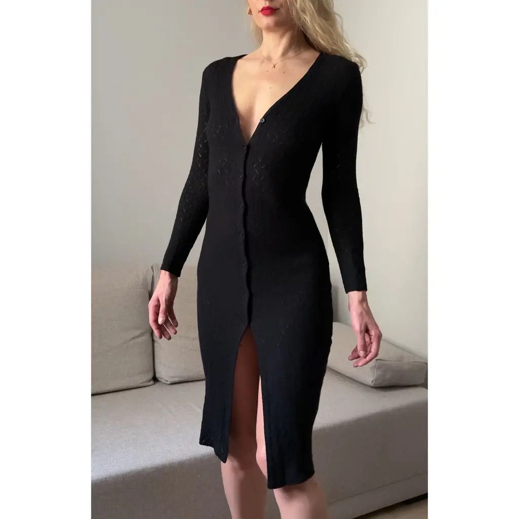 Dolce & Gabbana D&G Vintage Black Knit Button-Down Sweater Dress Size IT38 Size XS / US 0-2 / IT 36-38 - 1 Thumbnail