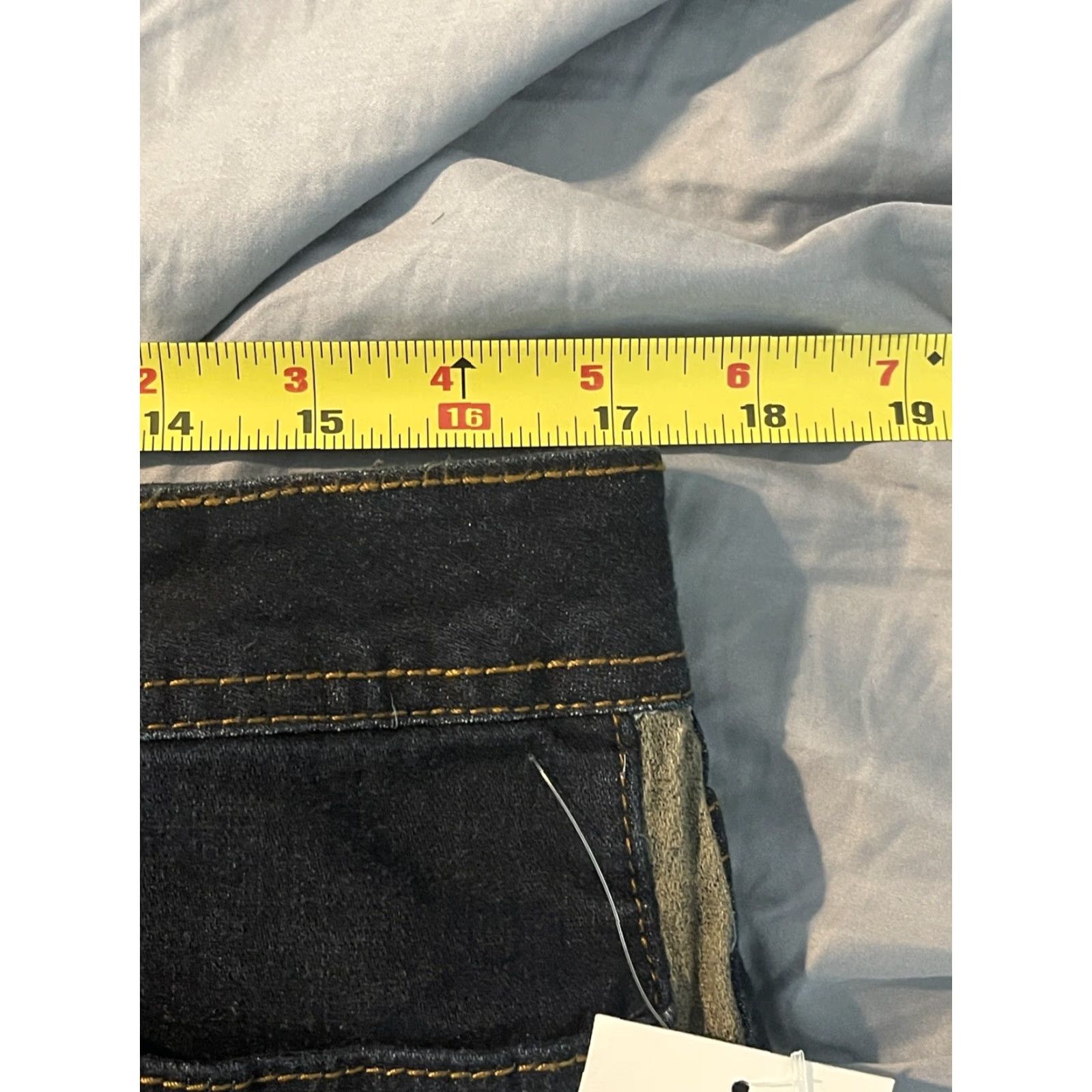 Soft Surroundings Soft Surroundings Jeans Women's 16P High Rise Skinny Dark Wash Denim 5-Pocket Zip Faux Suede Side Stretch Petite Full Length Size 38" / US 16 / IT 52 - 5 Thumbnail