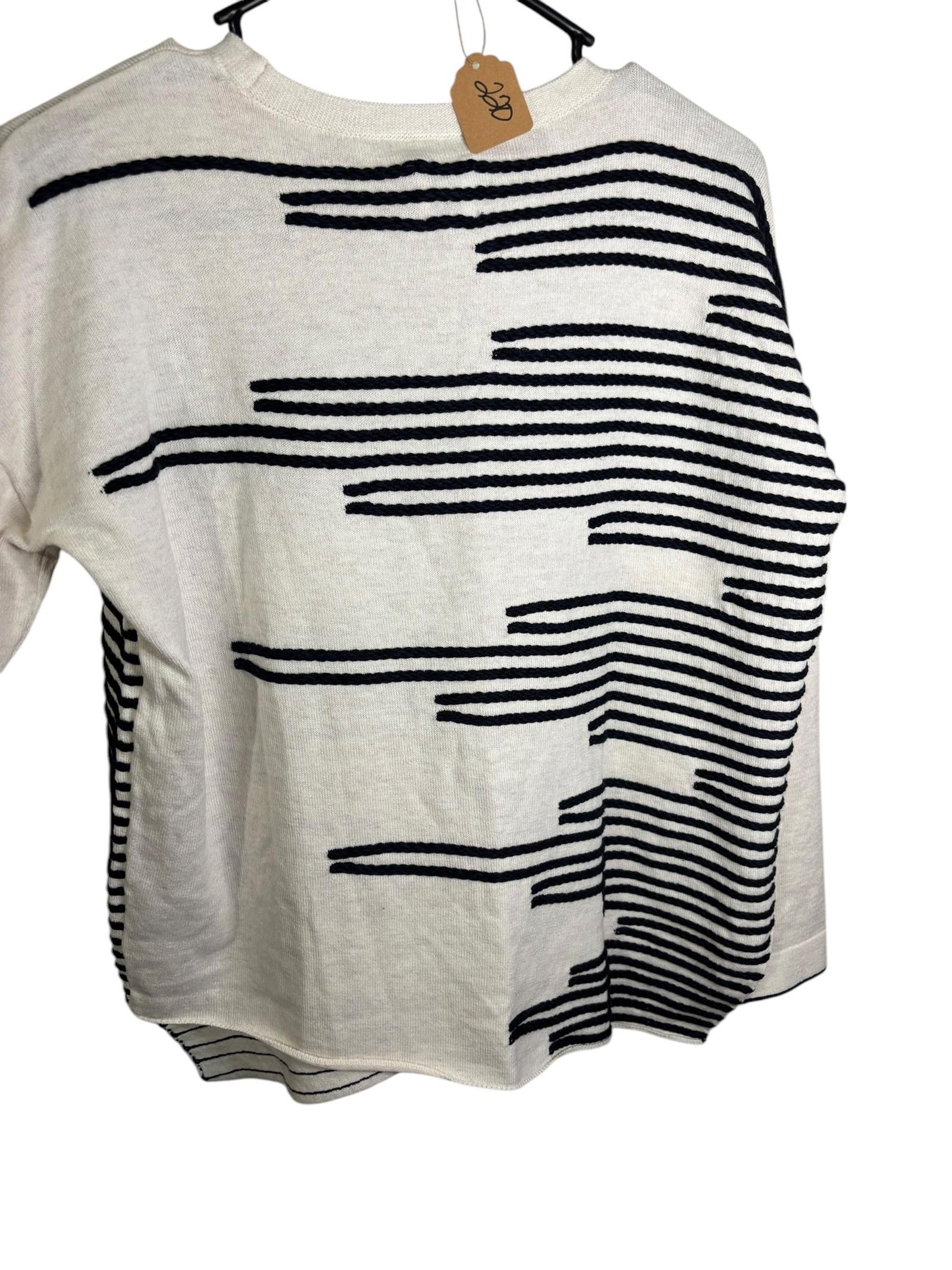 Designer NIC+ZOE Striped Knit Sweater - White Multi XS Size XS / US 0-2 / IT 36-38 - 2 Thumbnail