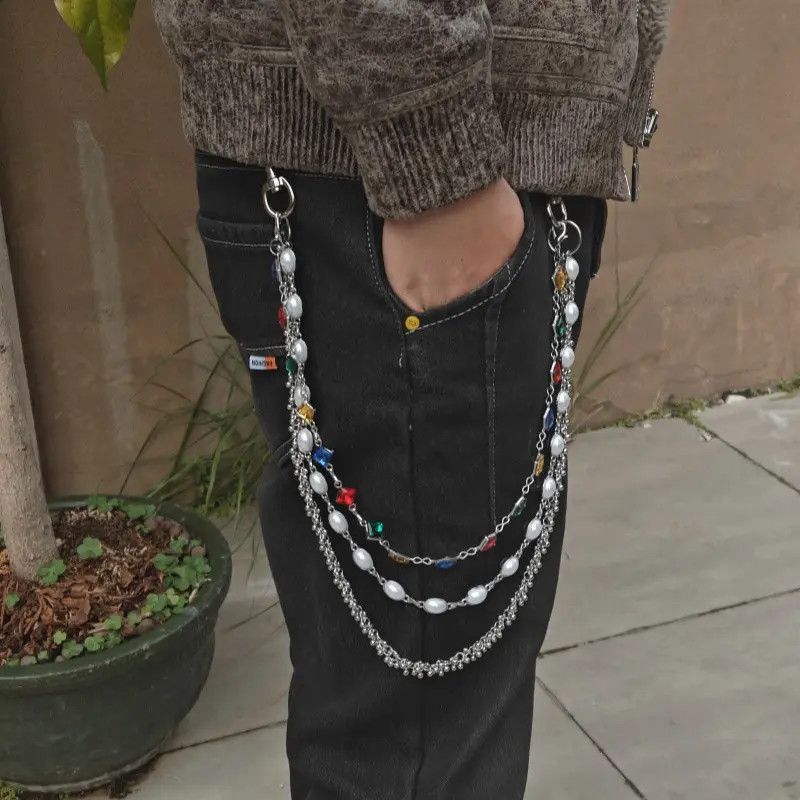 Japanese Brand Delicate Color Rhinestone 3 Layers Pearl Pants Chain Size ONE SIZE - 2 Thumbnail