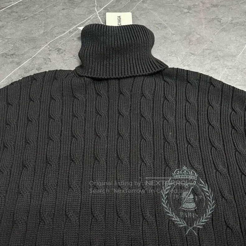 Balenciaga Balenciaga Wheat Embroidered Big Ripped Hole Knit Sweater Size US L / EU 52-54 / 3 - 4 Thumbnail