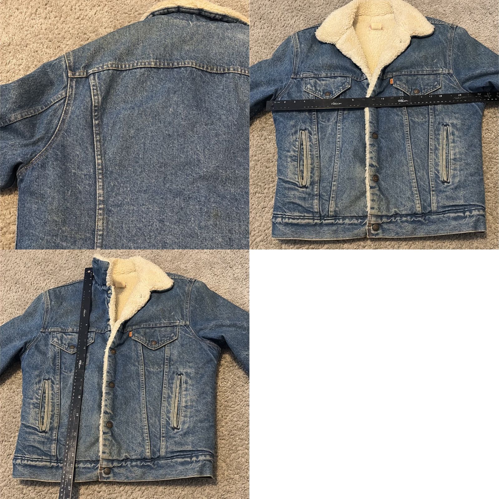 Levi's VINTAGE Levi's Orange Tab Denim Jean Sherpa Jacket L Large Mens 70s Bomber Orange Denim Jacket Size US 33 - 10 Thumbnail