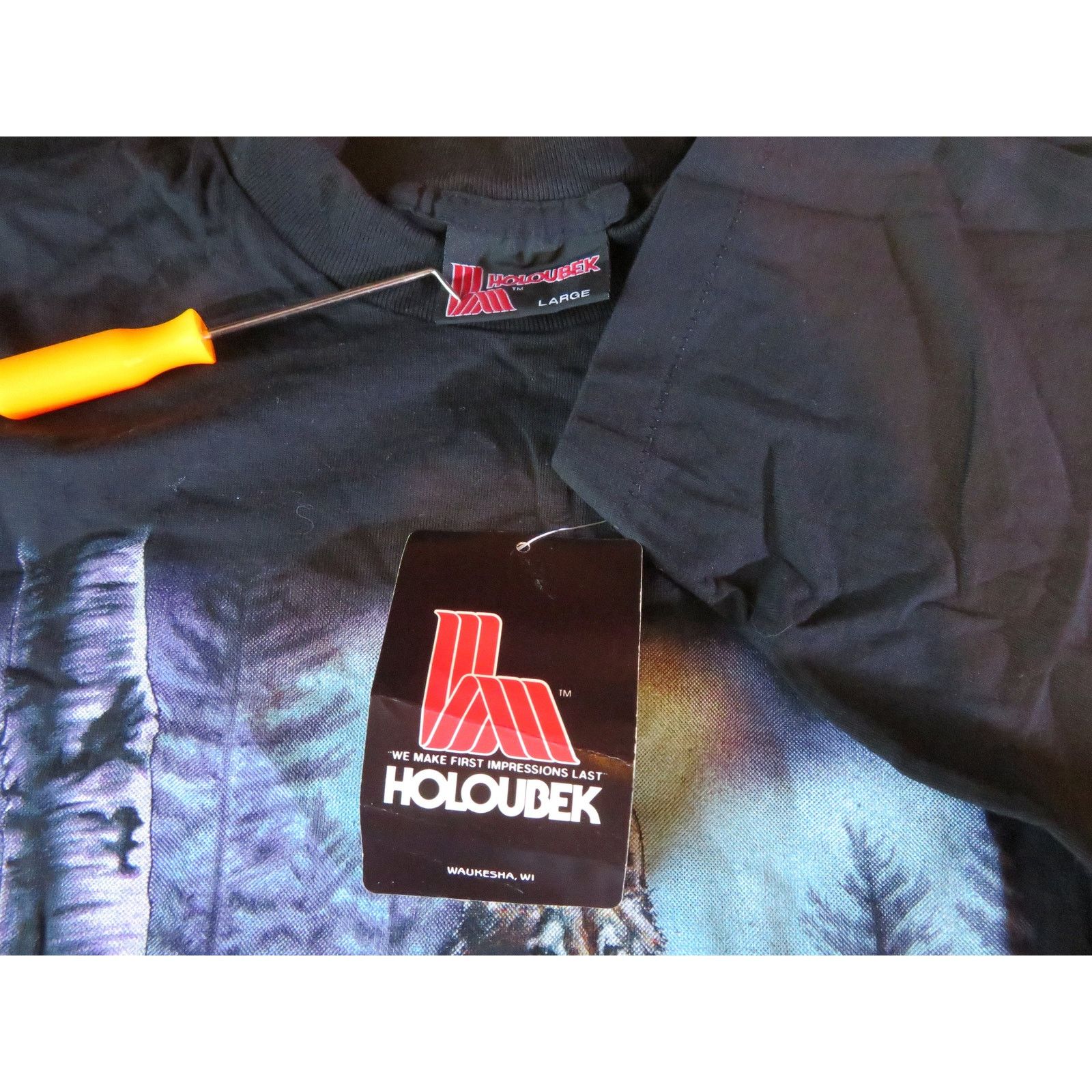 Other Wolf Wolves Forest Graphic Haloubek Black T-shirt Sz L 90s Size US L / EU 52-54 / 3 - 5 Thumbnail